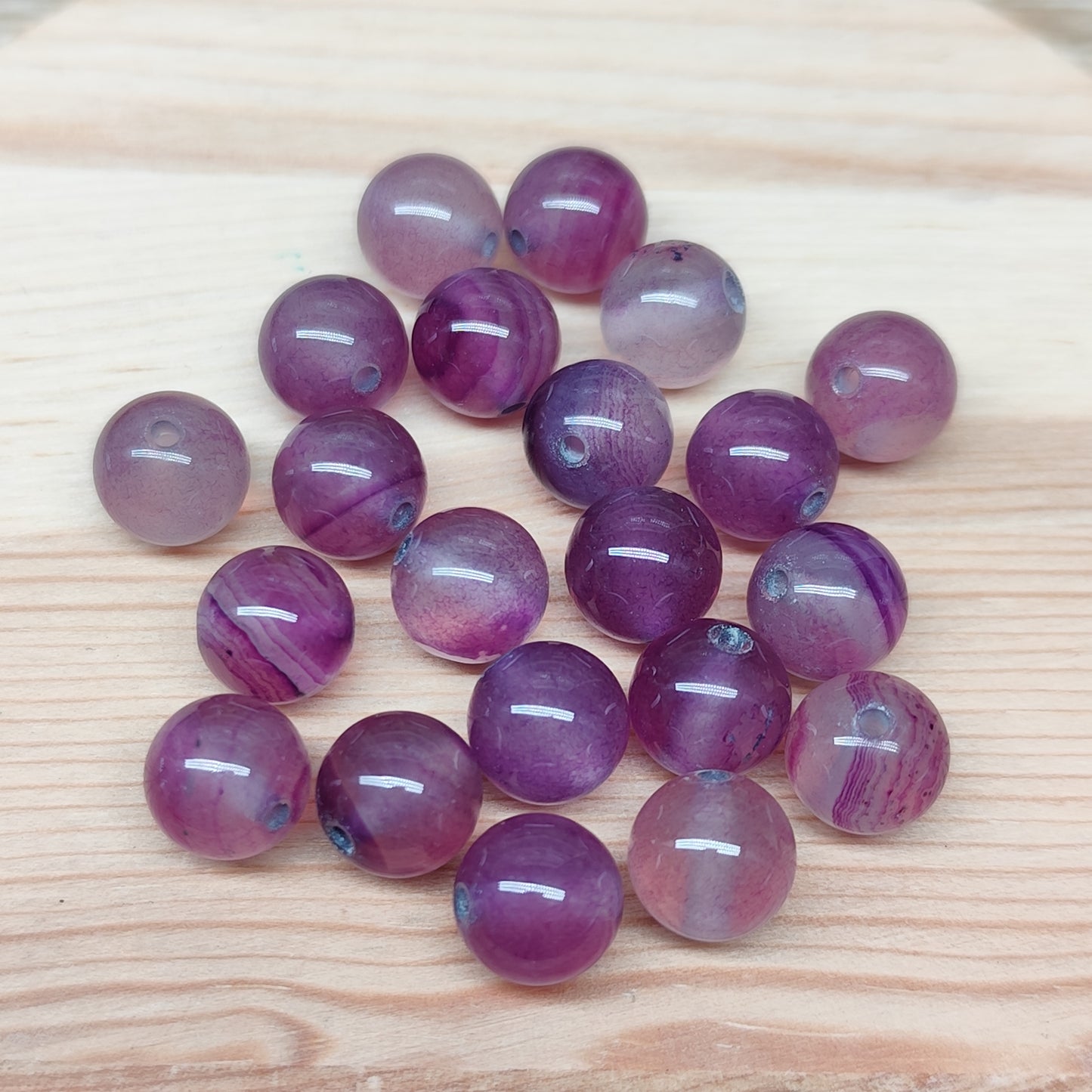 Agate violette - perles naturelles teintées 8 mm – lot de 20