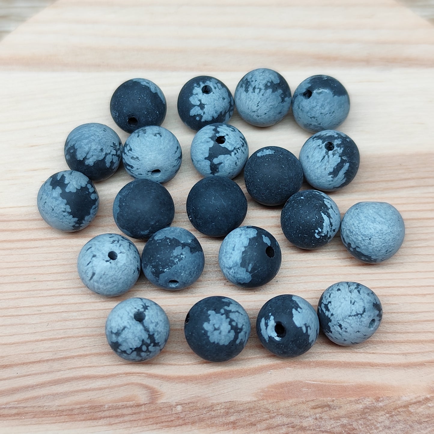 Obsidienne flocon de neige - perles naturelles 8 mm – lot de 20