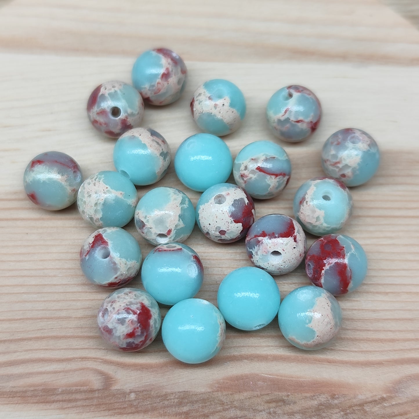 Jaspe Shoushan – perles naturelles teintées 8 mm – lot de 20