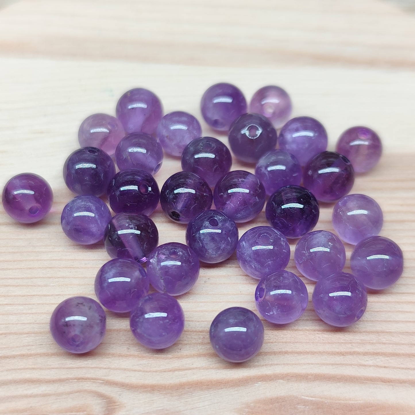 Améthyste – perles naturelles 6 mm – lot de 30