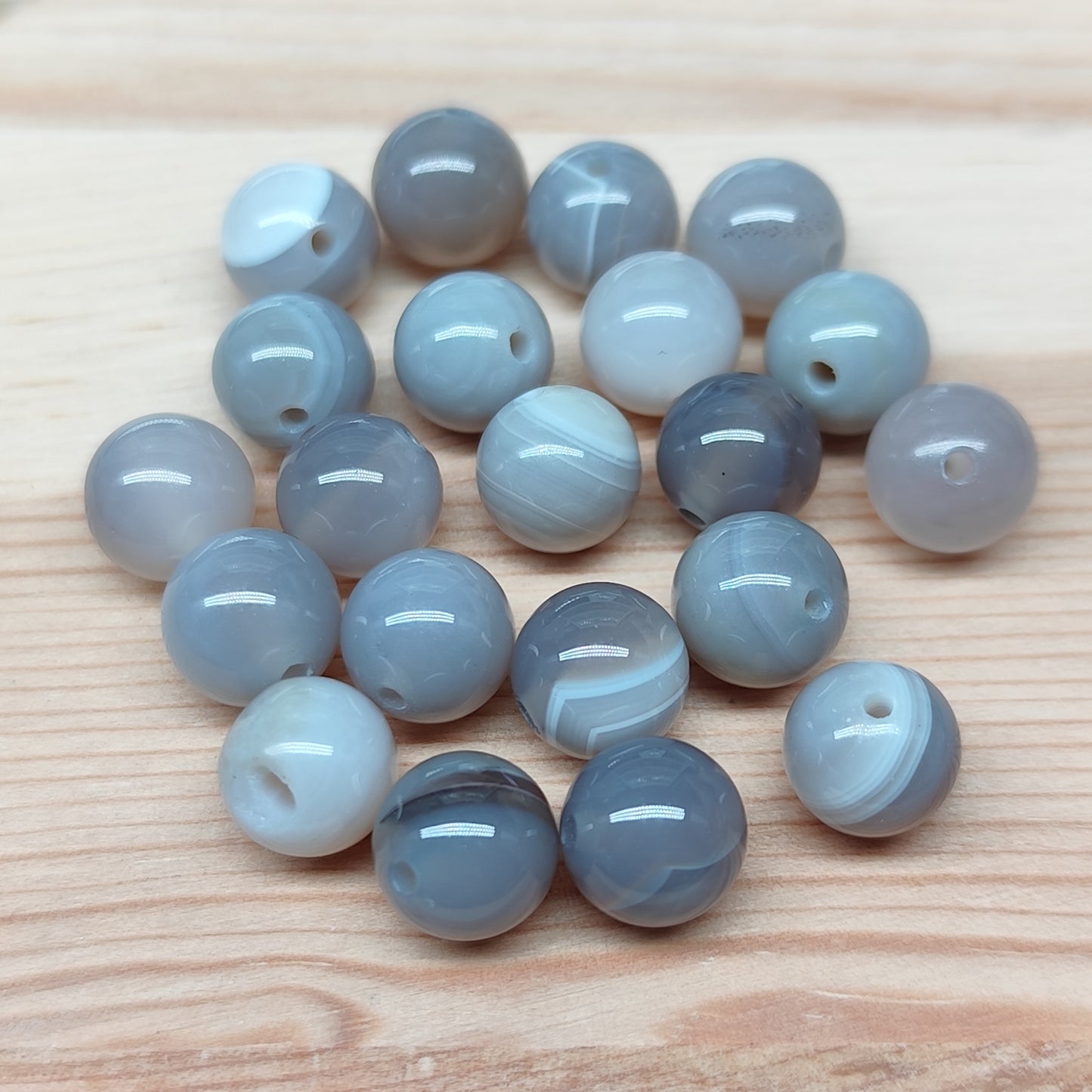 Agate grise dentelle – perles naturelles 8 mm – lot de 20