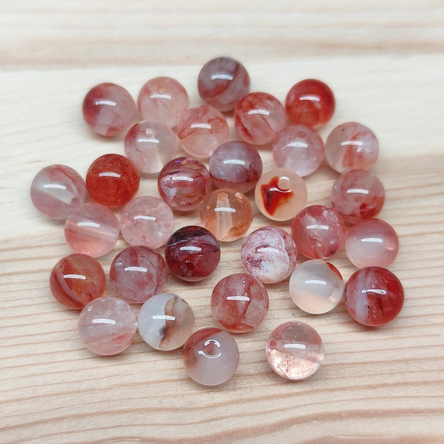 Quartz de feu – perles naturelles 6 mm – lot de 30