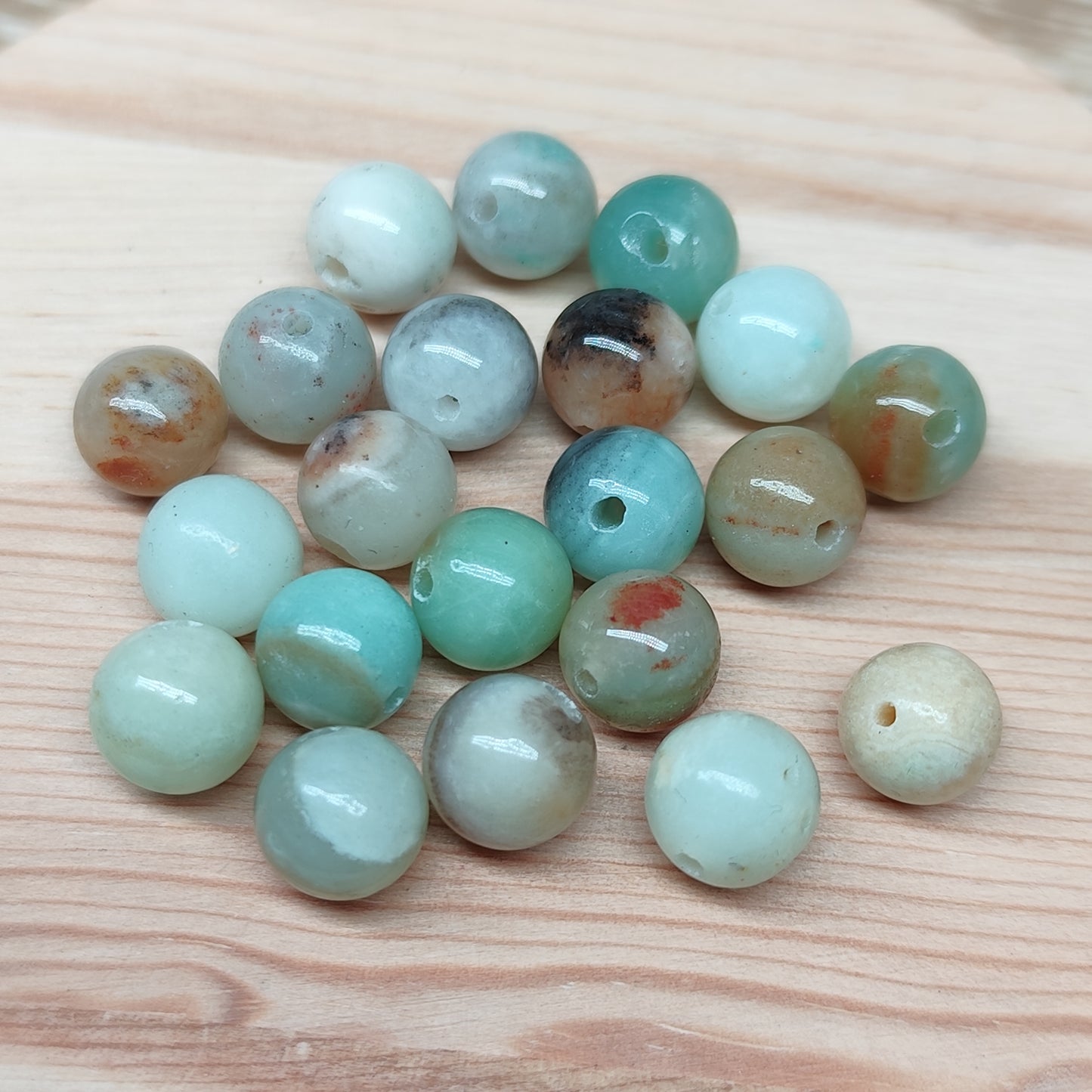 Amazonite – perles naturelles 8 mm – lot de 20