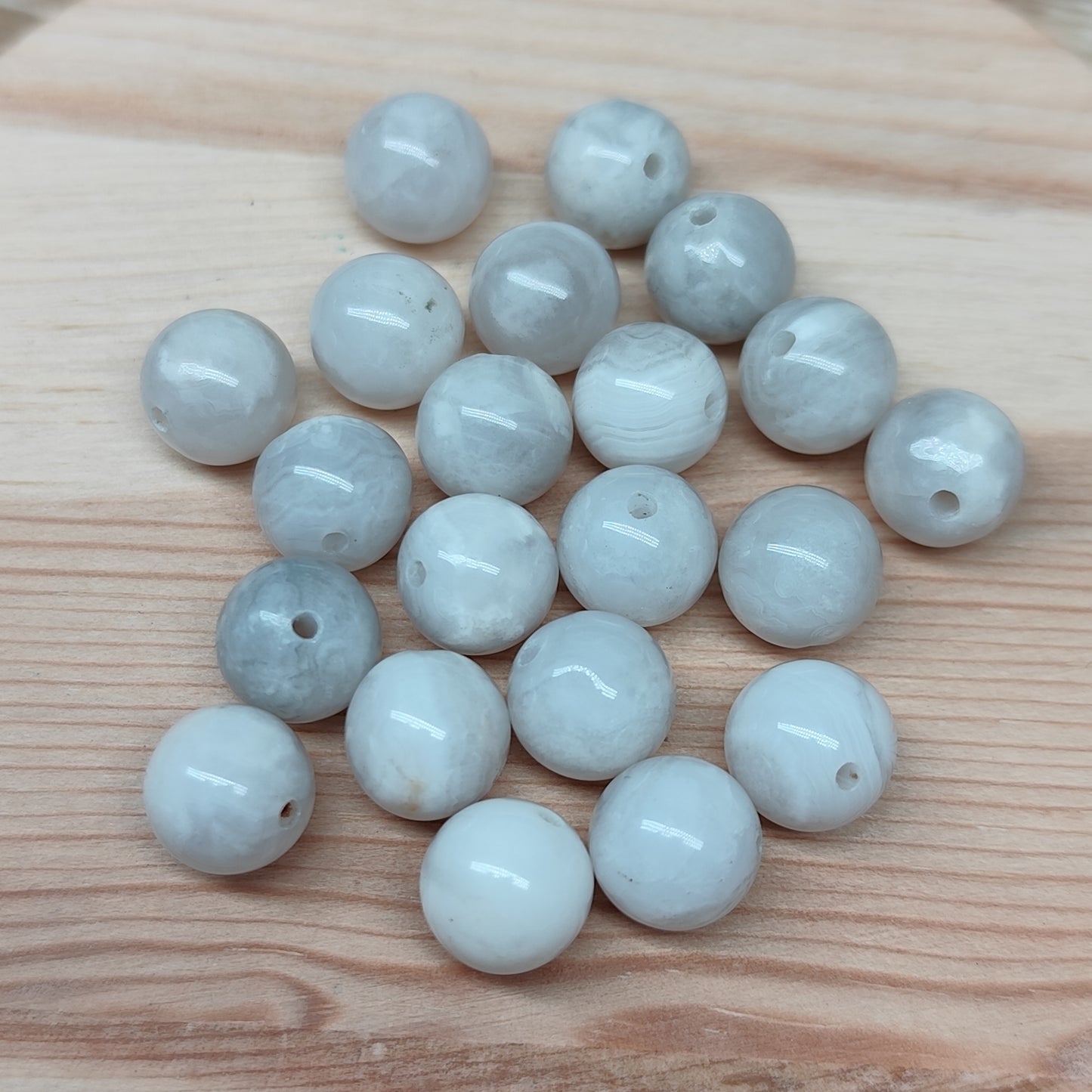 Agate dentelle blanche – perles naturelles 8 mm – lot de 20