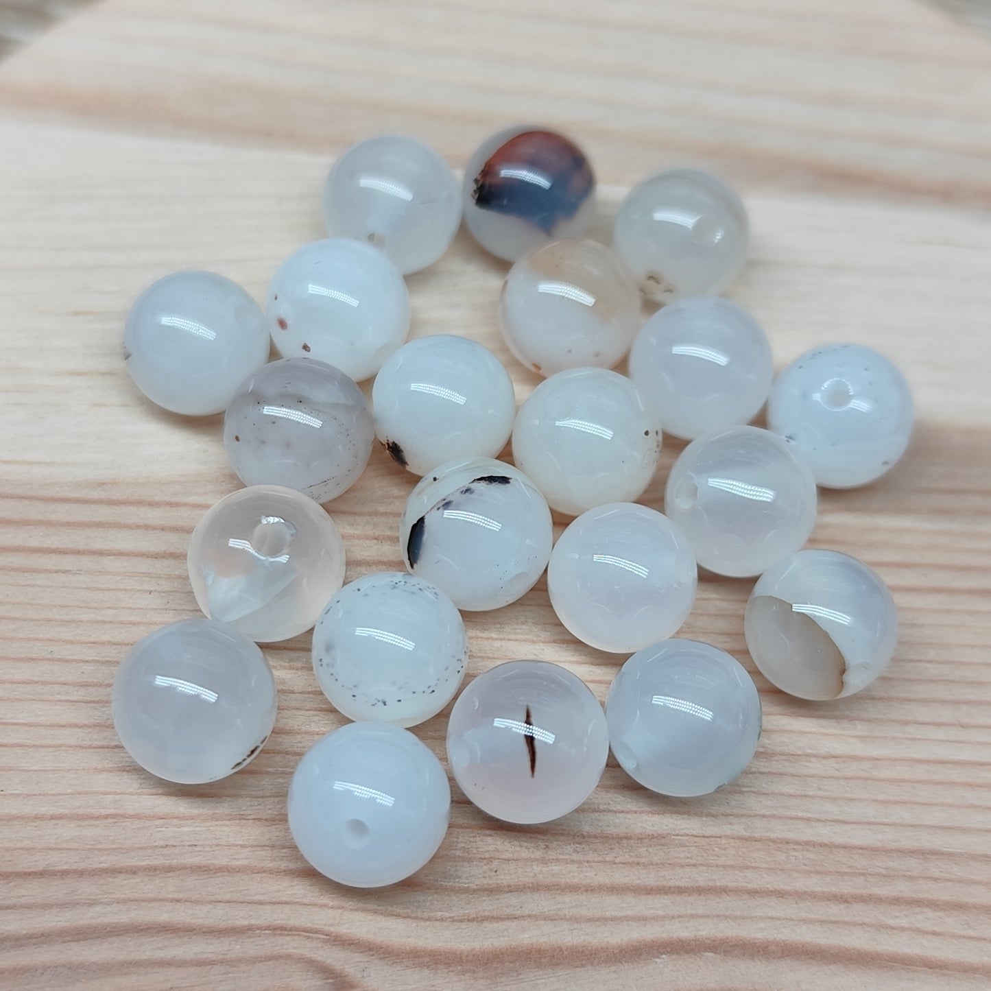 Agate dendritique – perles naturelles 8 mm – lot de 20