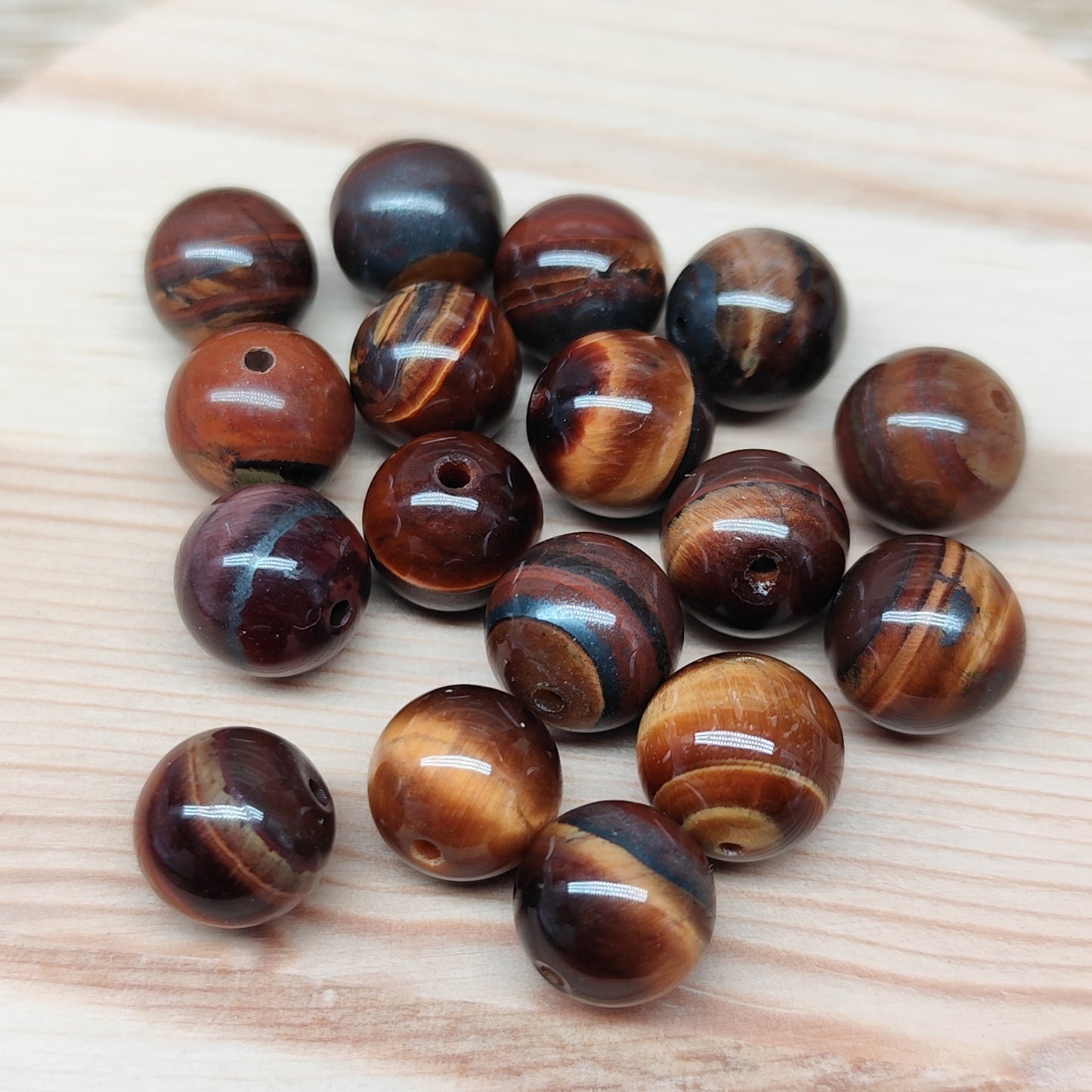 Œil de tigre – perles naturelles 10 mm – lot de 16