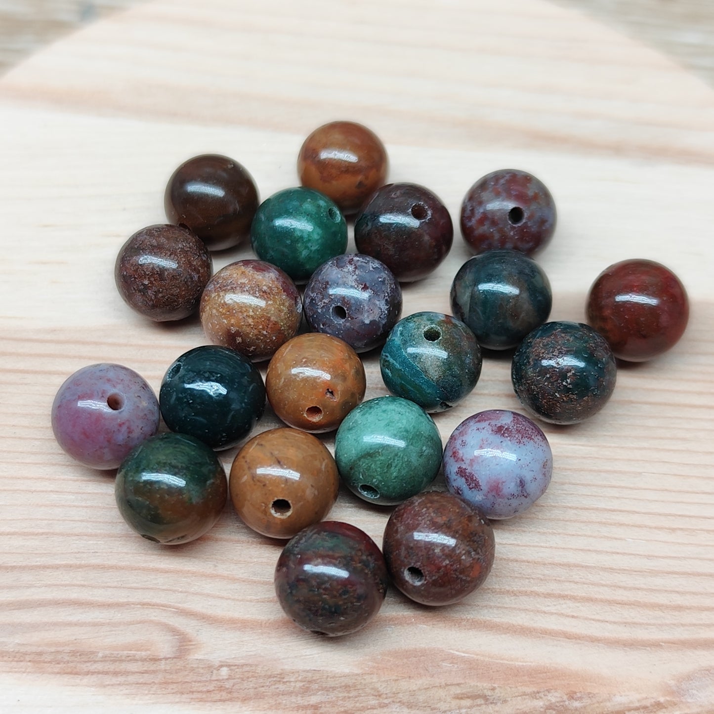Jaspe océan – perles naturelles 8,5 mm – lot de 20