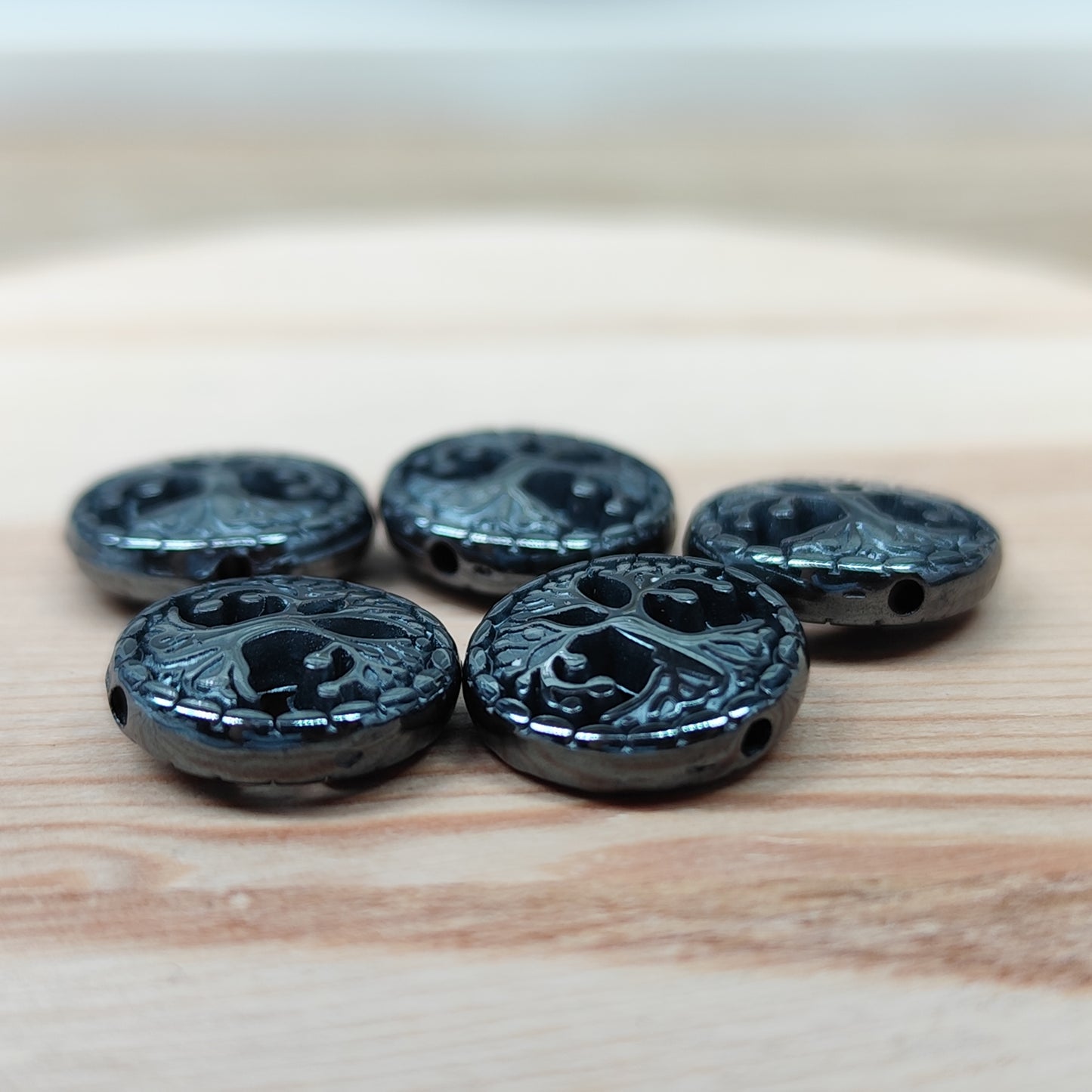 Hématite arbre de vie – 12,5 mm – lot de 5