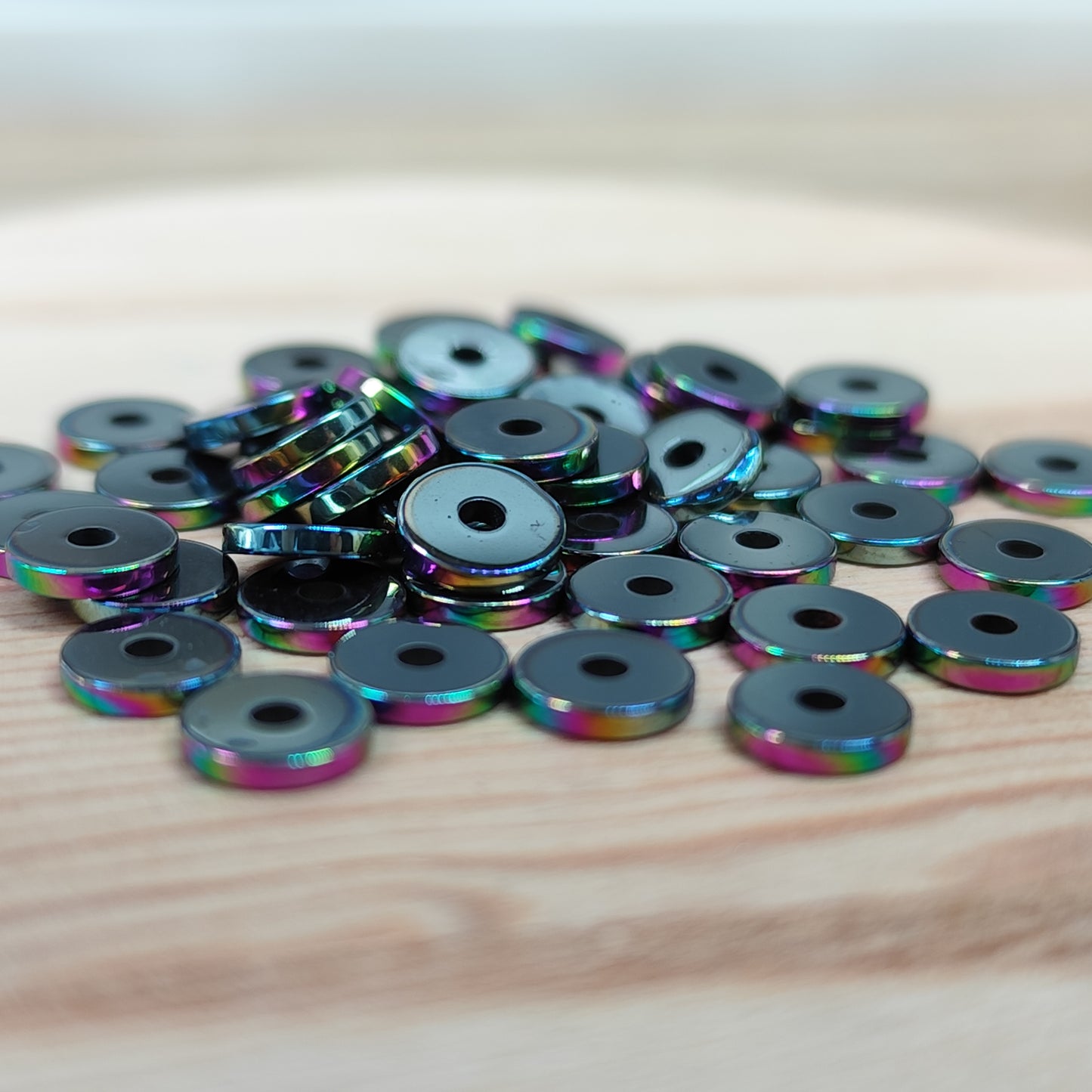 Hématite perles plates d'espacement – 6 mm – lot de 50