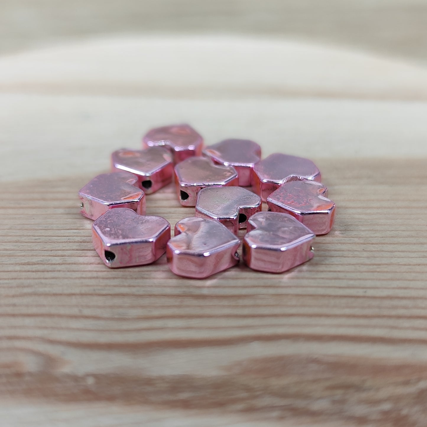 Hématite coeur rose – 7 mm – lot de 10
