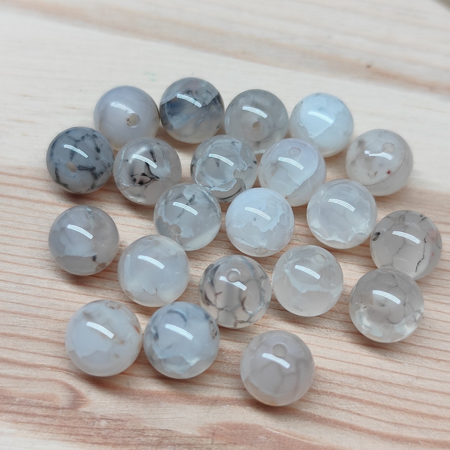 Agate veine de dragon – perles naturelles 8 mm – lot de 20