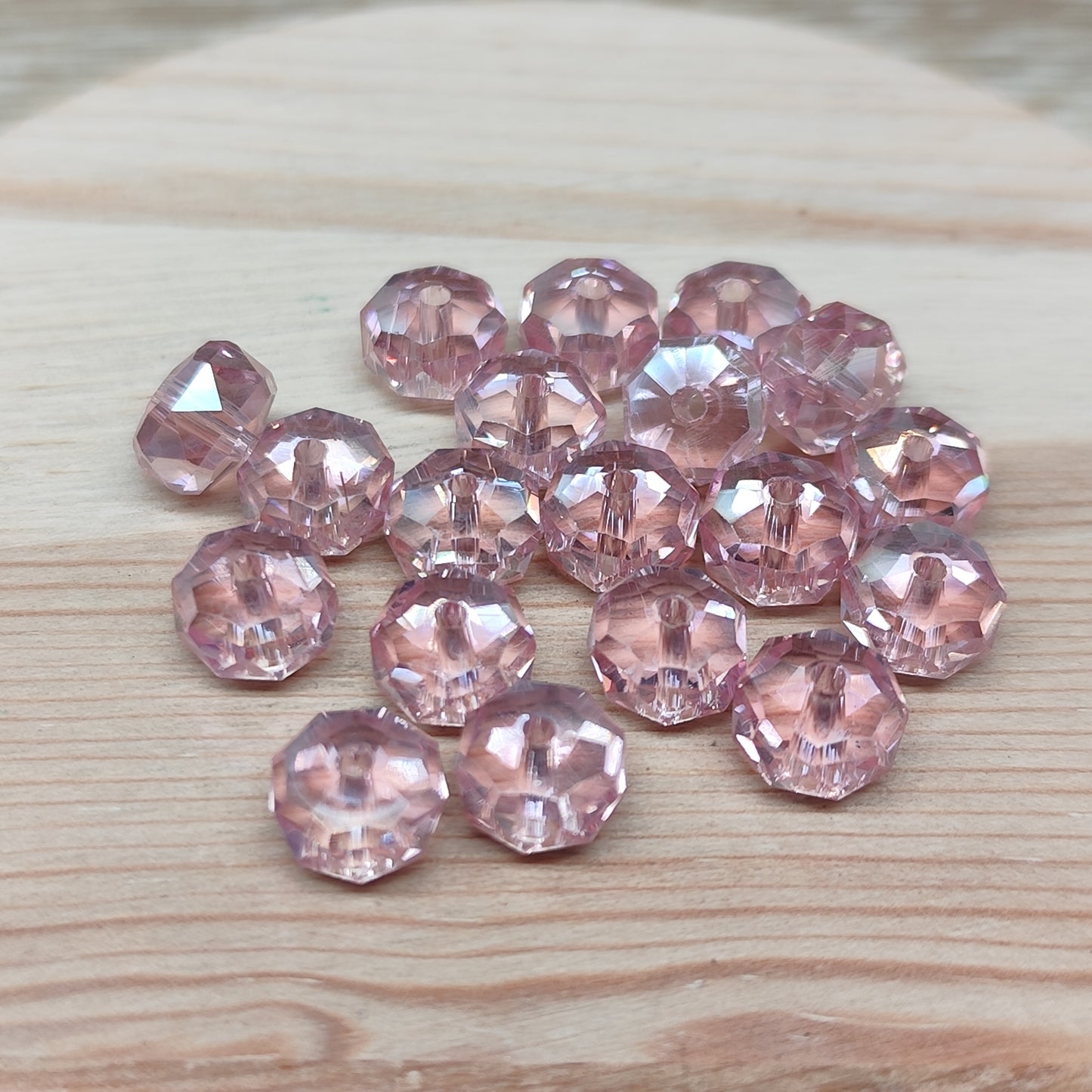 Perle plate verre facetté - 7,5 mm – lot de 20