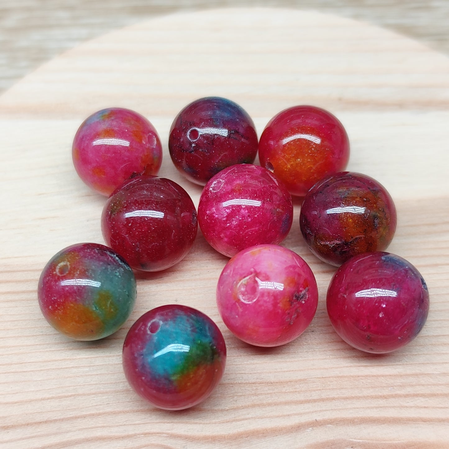 Jade – perles naturelles teintées 12 mm – lot de 10