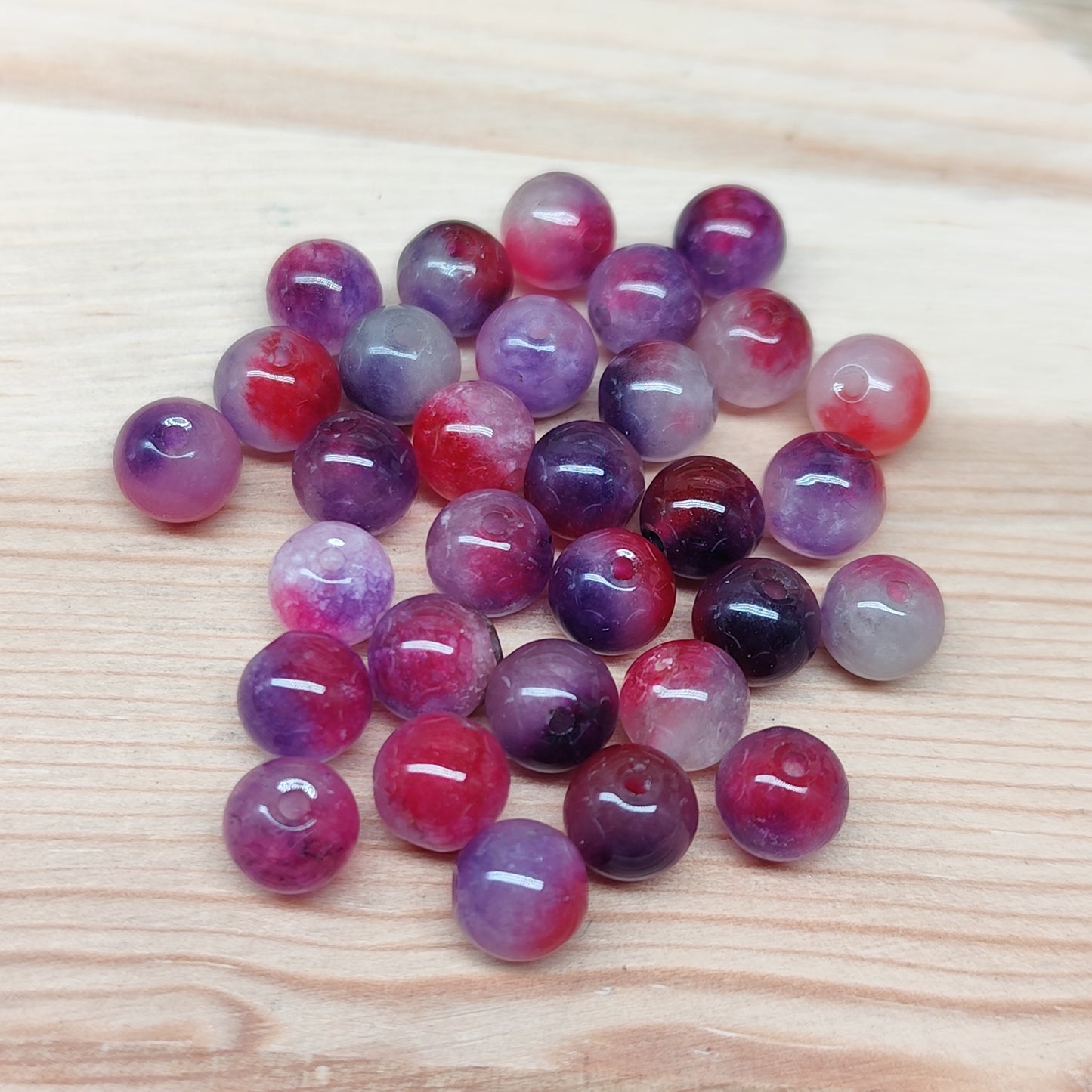 Calcédoine violette – perles naturelles teintées 6 mm – lot de 30
