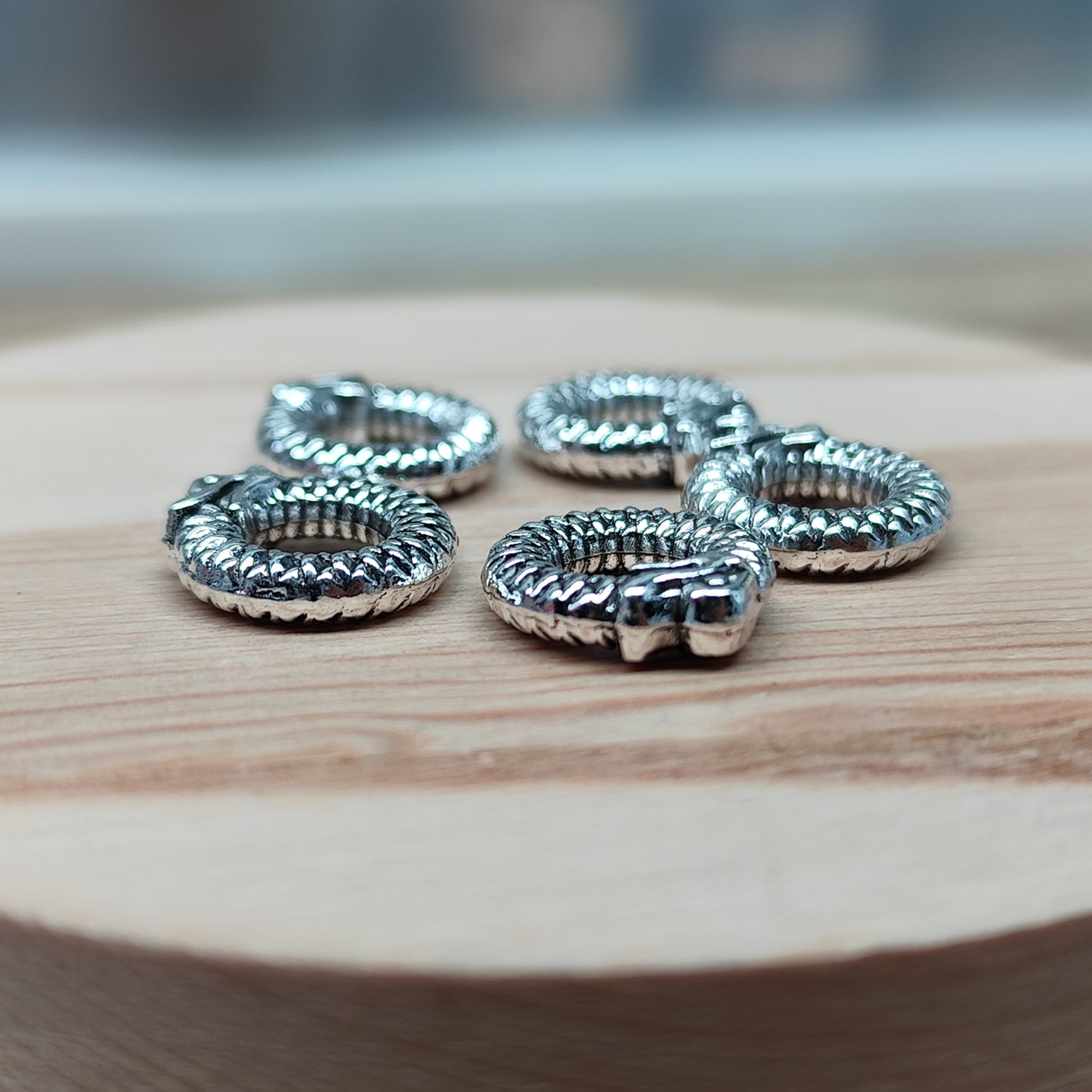 Anneaux serpent en métal argenté – 13,5 mm - lot de 5