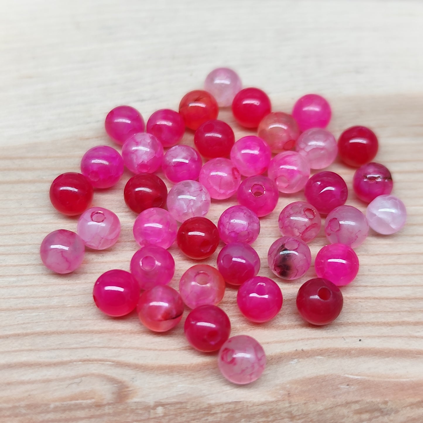 Agate veine de dragon rose – perles naturelles teintées 4 mm – lot de 40