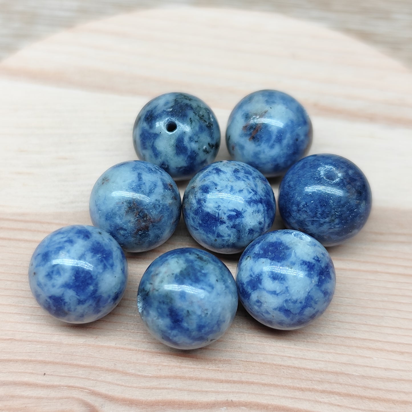 Sodalite – perles naturelles 12,5 mm – lot de 8