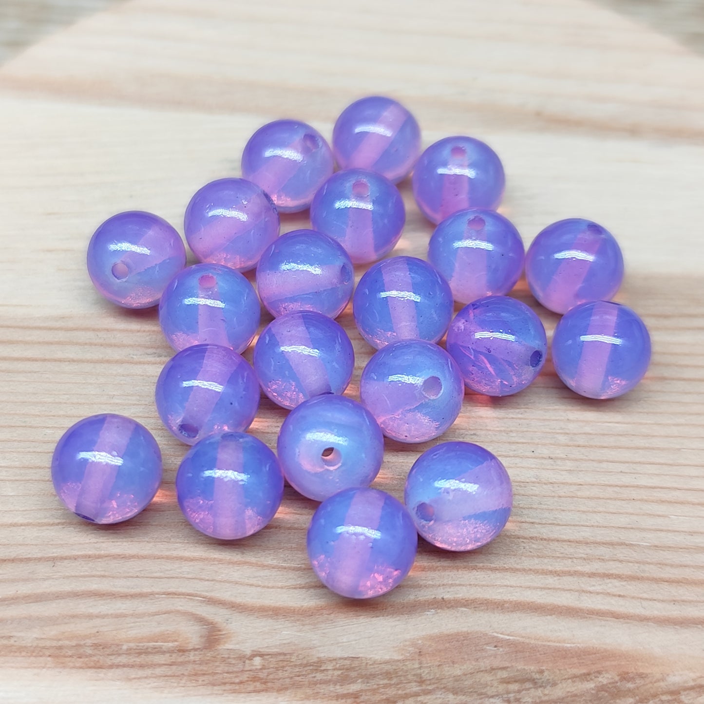 Perles Opalite mauve – perles synthétiques 8 mm – lot de 20