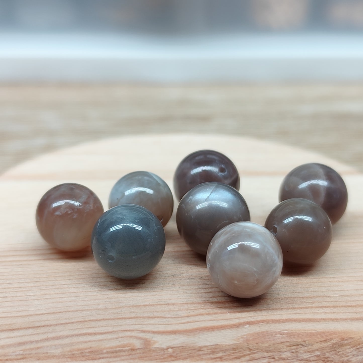 Pierre de lune – perles naturelles 12-13 mm – lot de 8