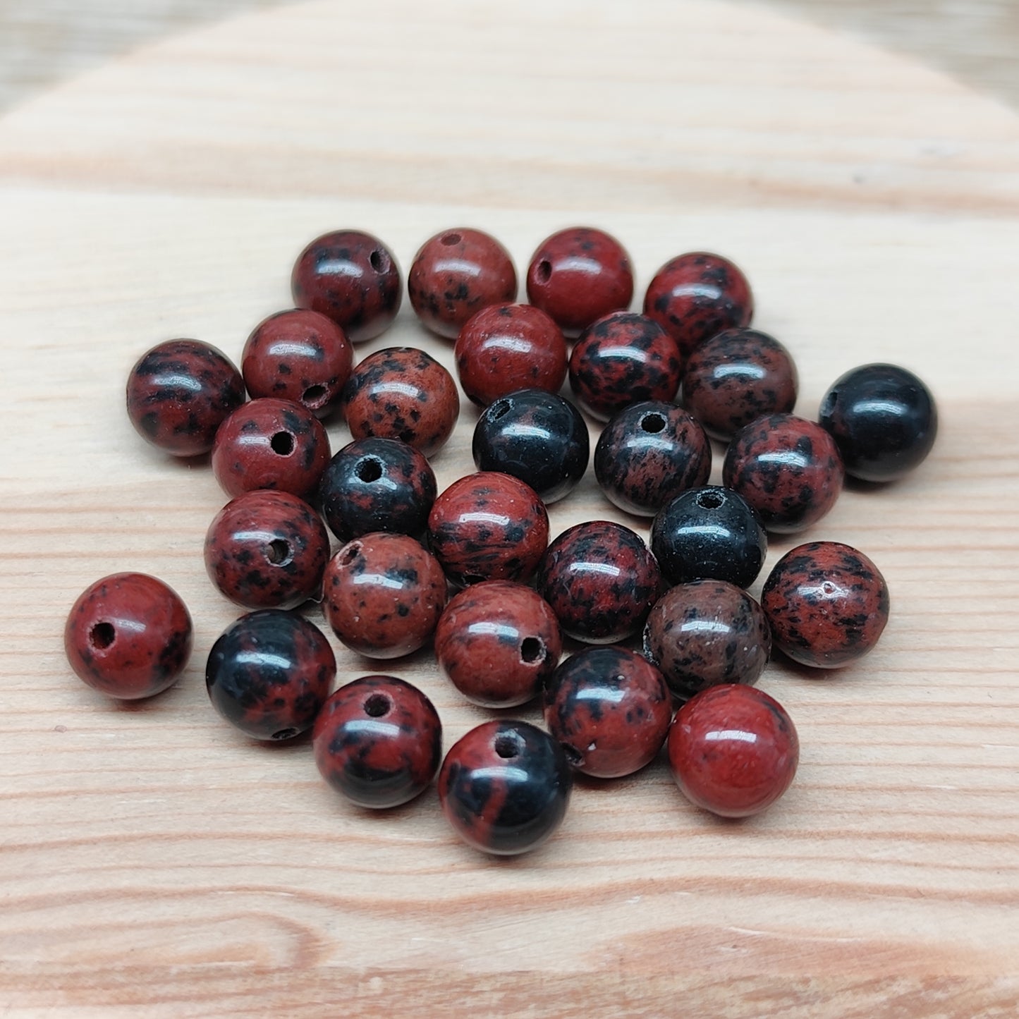Obsidienne acajou – perles naturelles 6,5 mm – lot de 30