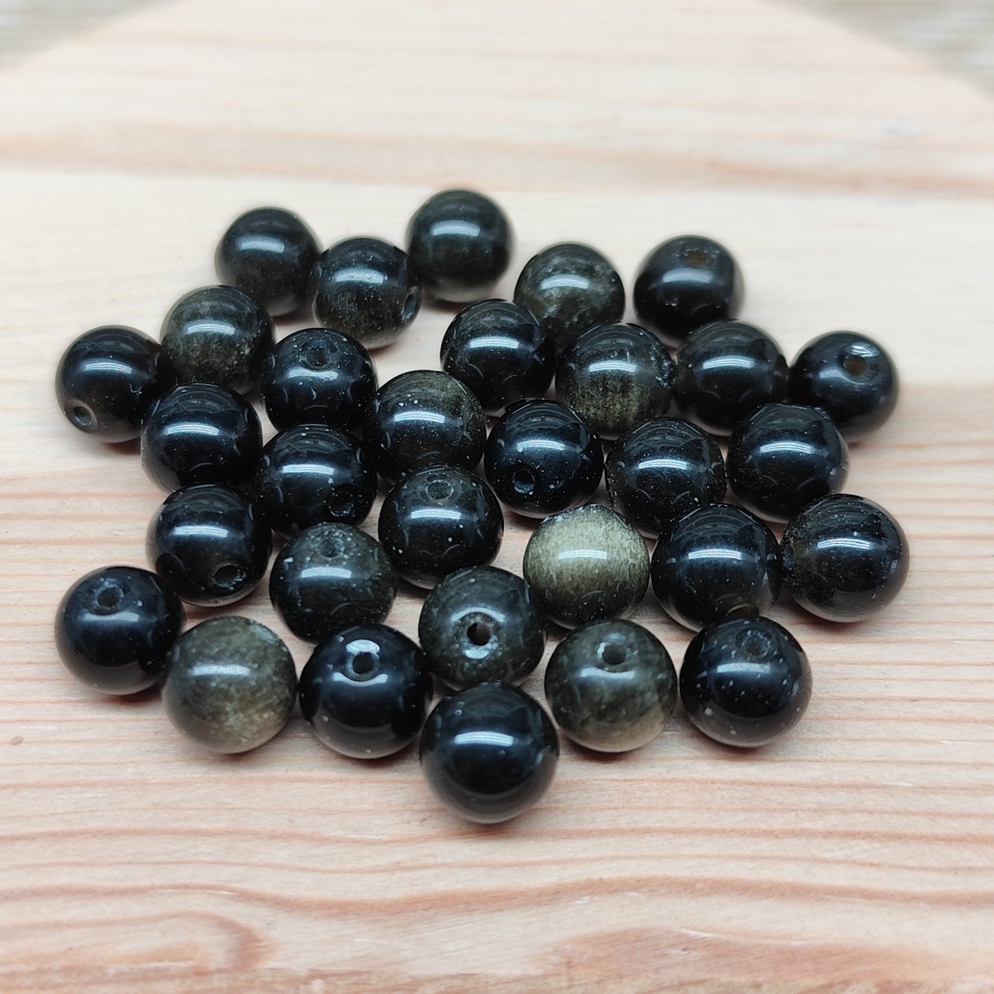 Obsidienne dorée – perles naturelles 6,5 mm – lot de 30