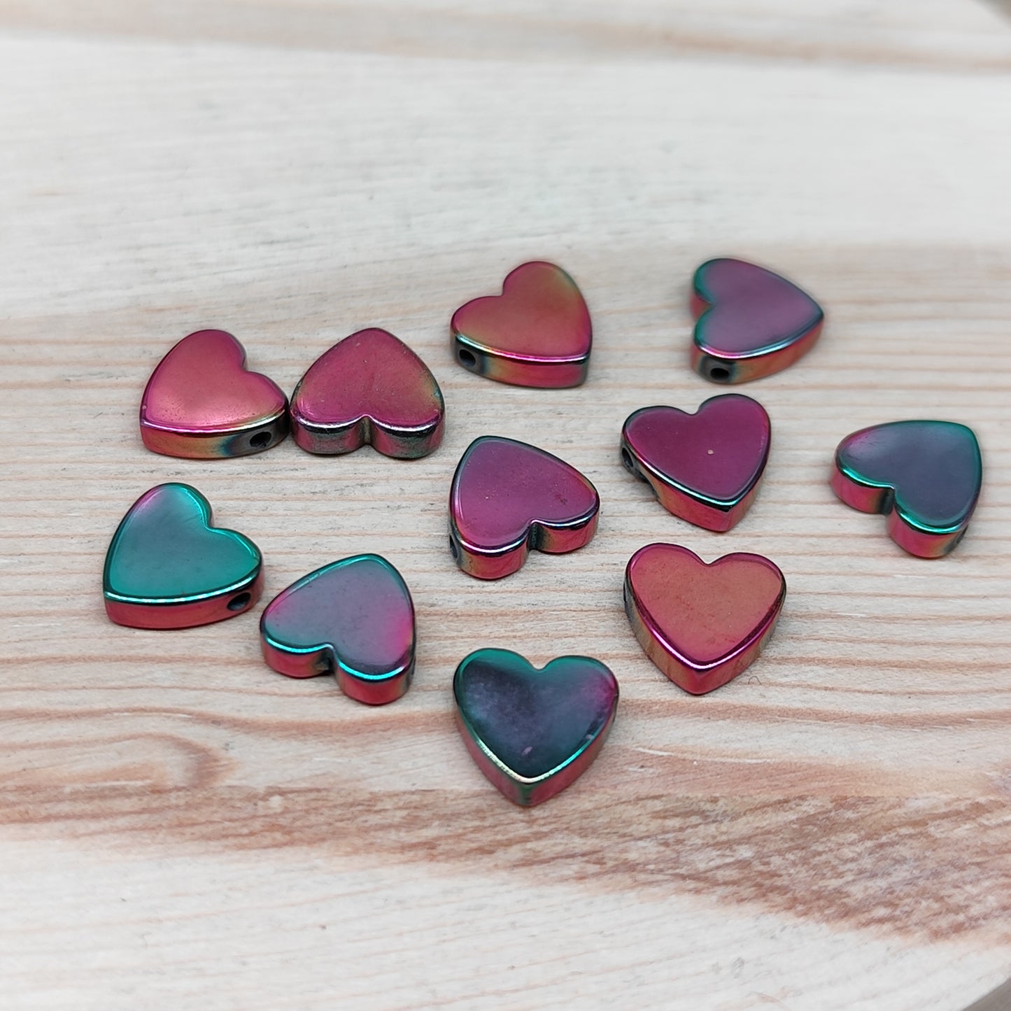 Hématite coeur rose multicolore – 8 mm – lot de 10
