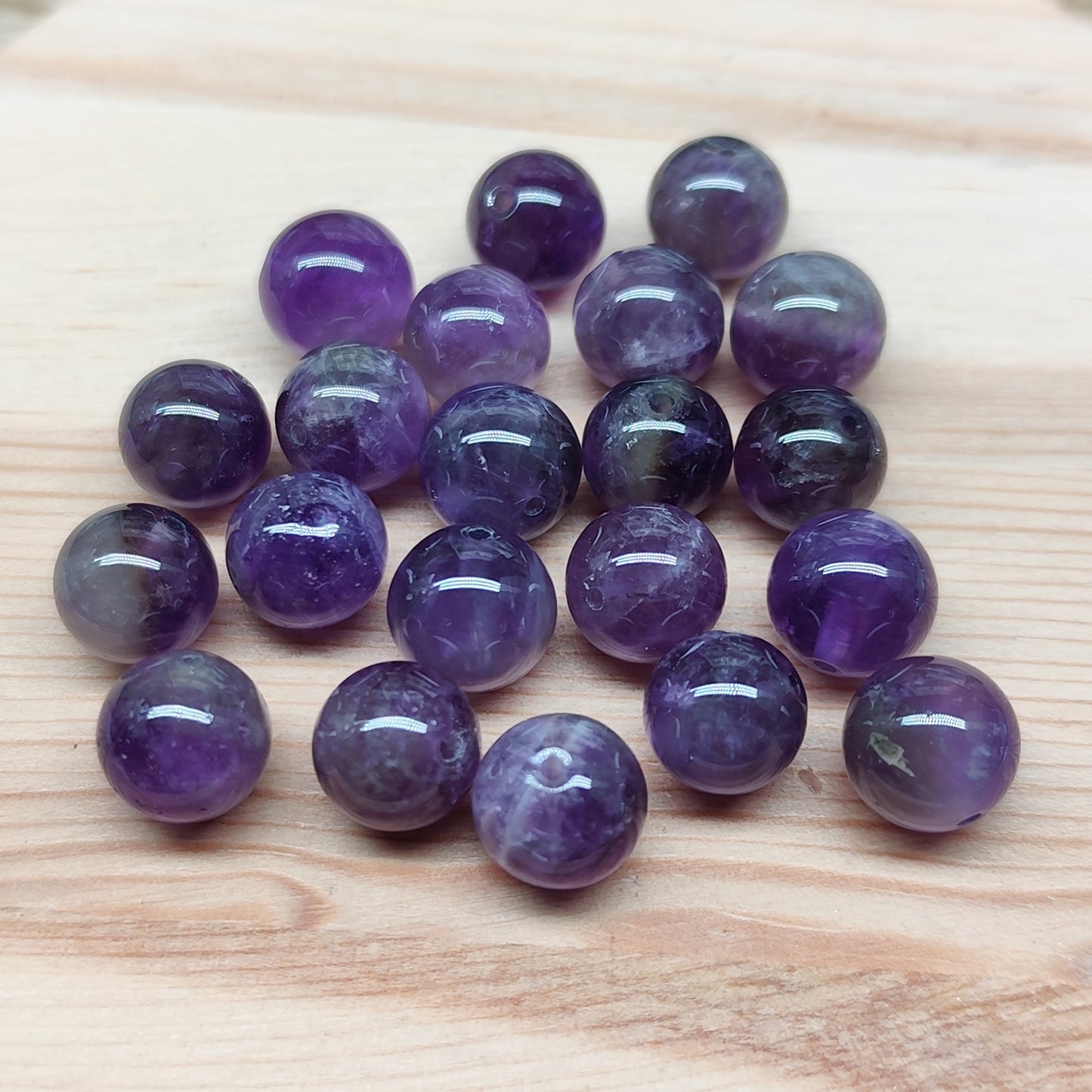 Améthyste – perles naturelles 8,5 mm – lot de 20