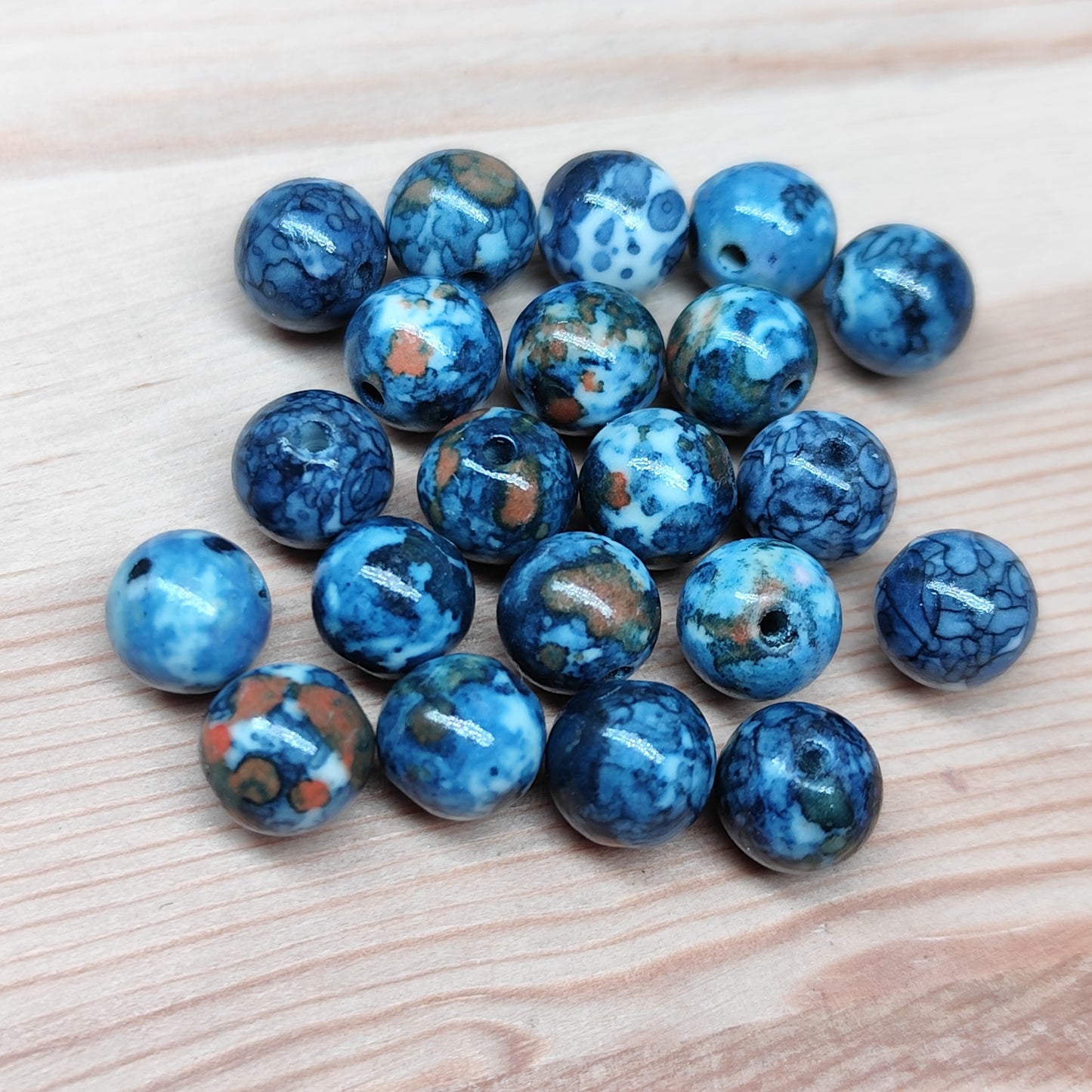 Agate bleue – perles naturelles 8 mm – lot de 20