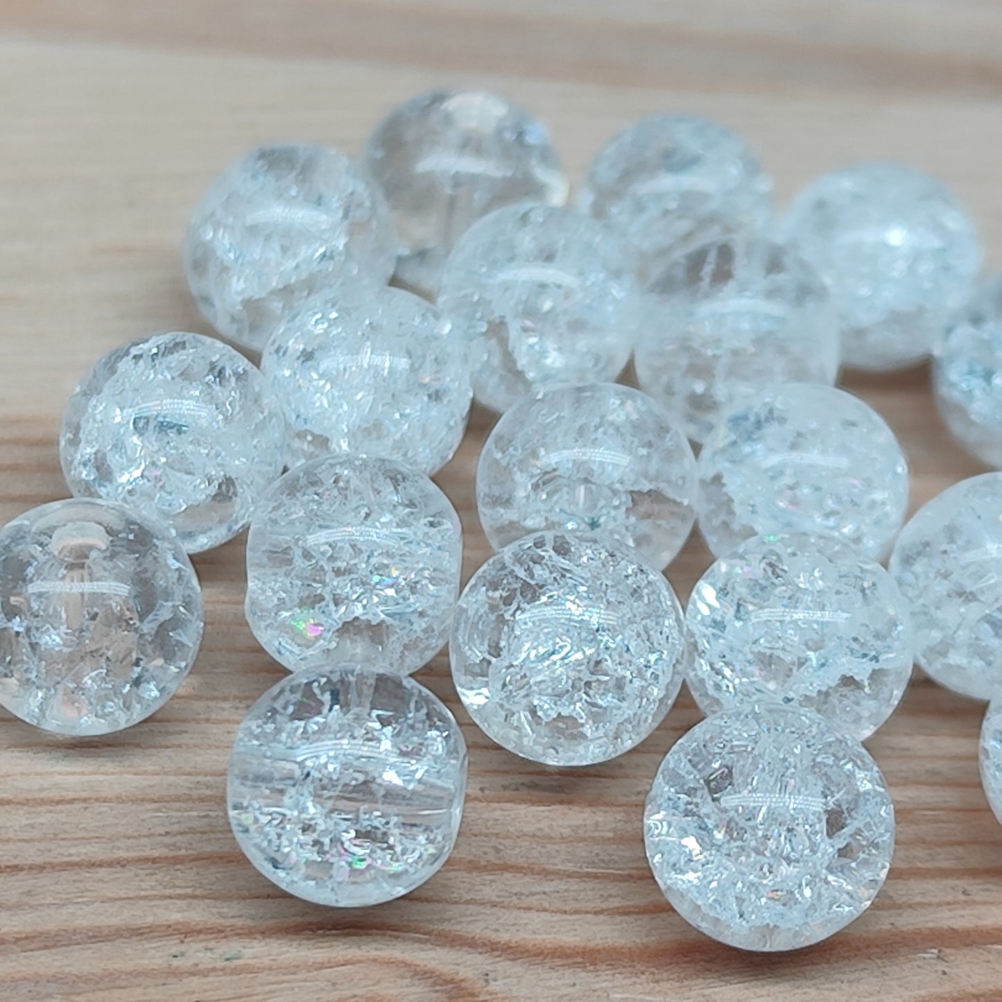 Quartz cristal de roche craquelée – perles naturelles 8 mm – lot de 20