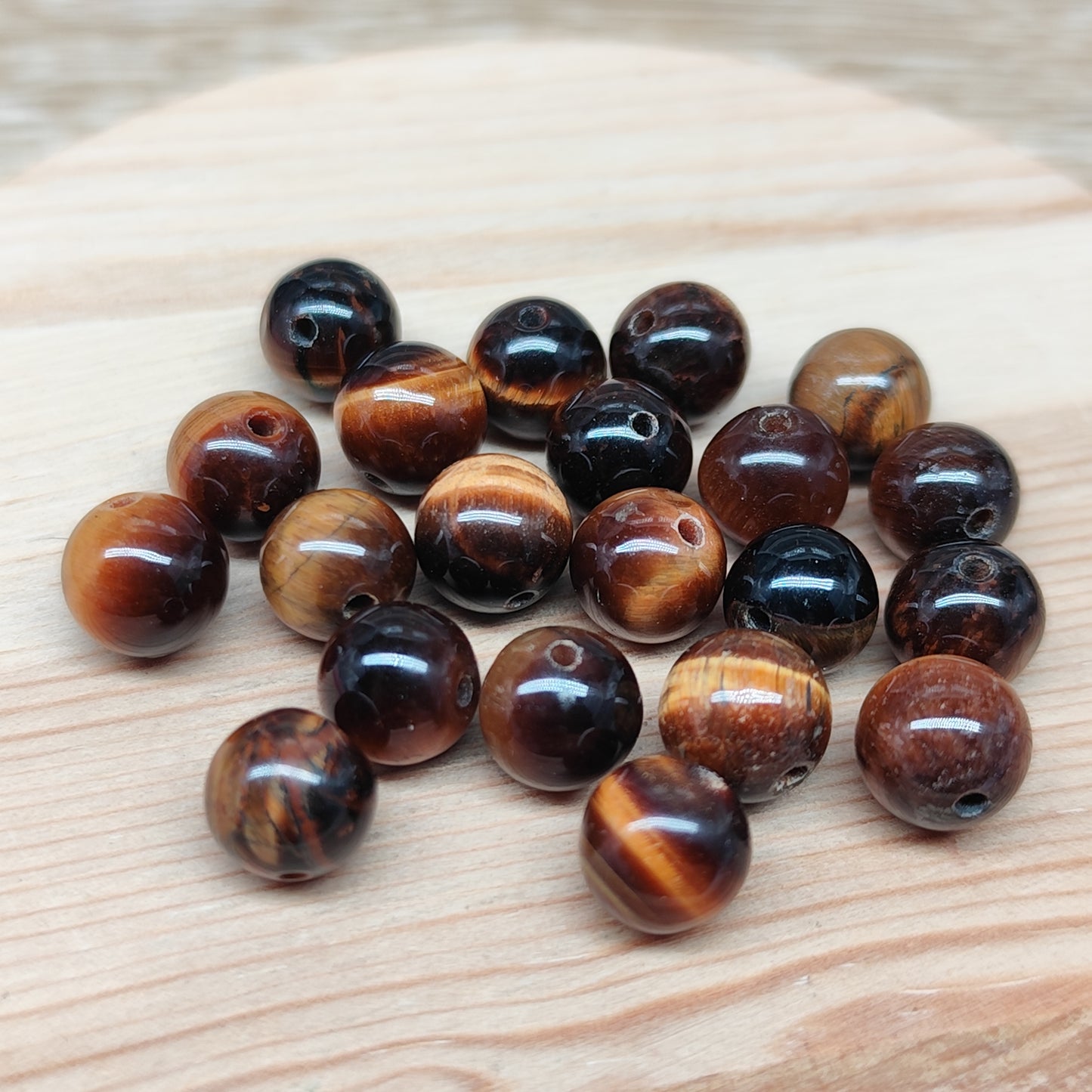 Œil de tigre – perles naturelles 8 mm – lot de 20