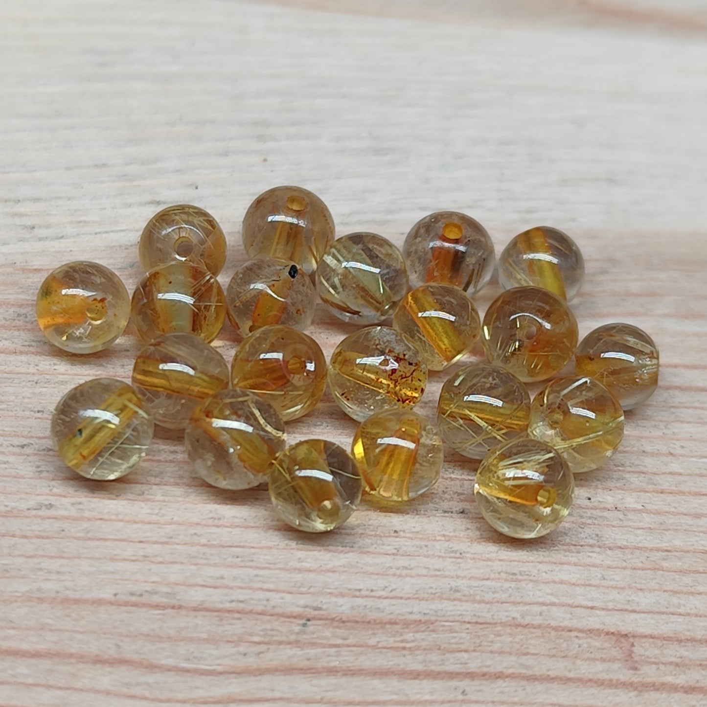 Quartz rutile doré – perles naturelles 5 mm – lot de 20