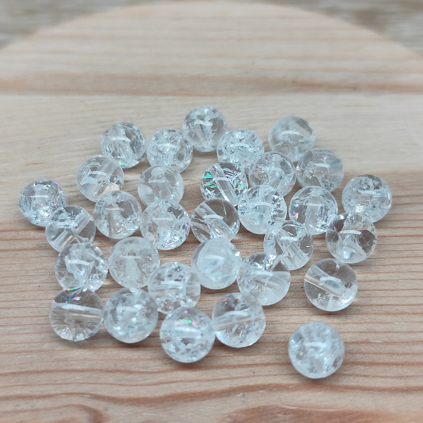 Quartz cristal de roche craquelées – perles naturelles 6 mm – lot de 30