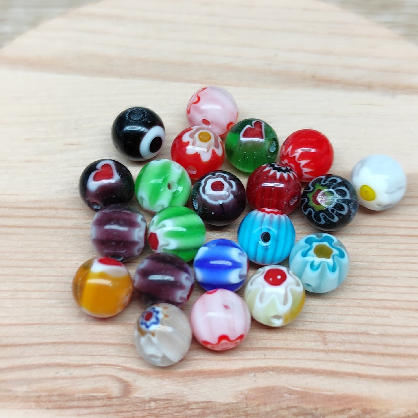 Perle verre multicolore - 8 mm – lot de 20