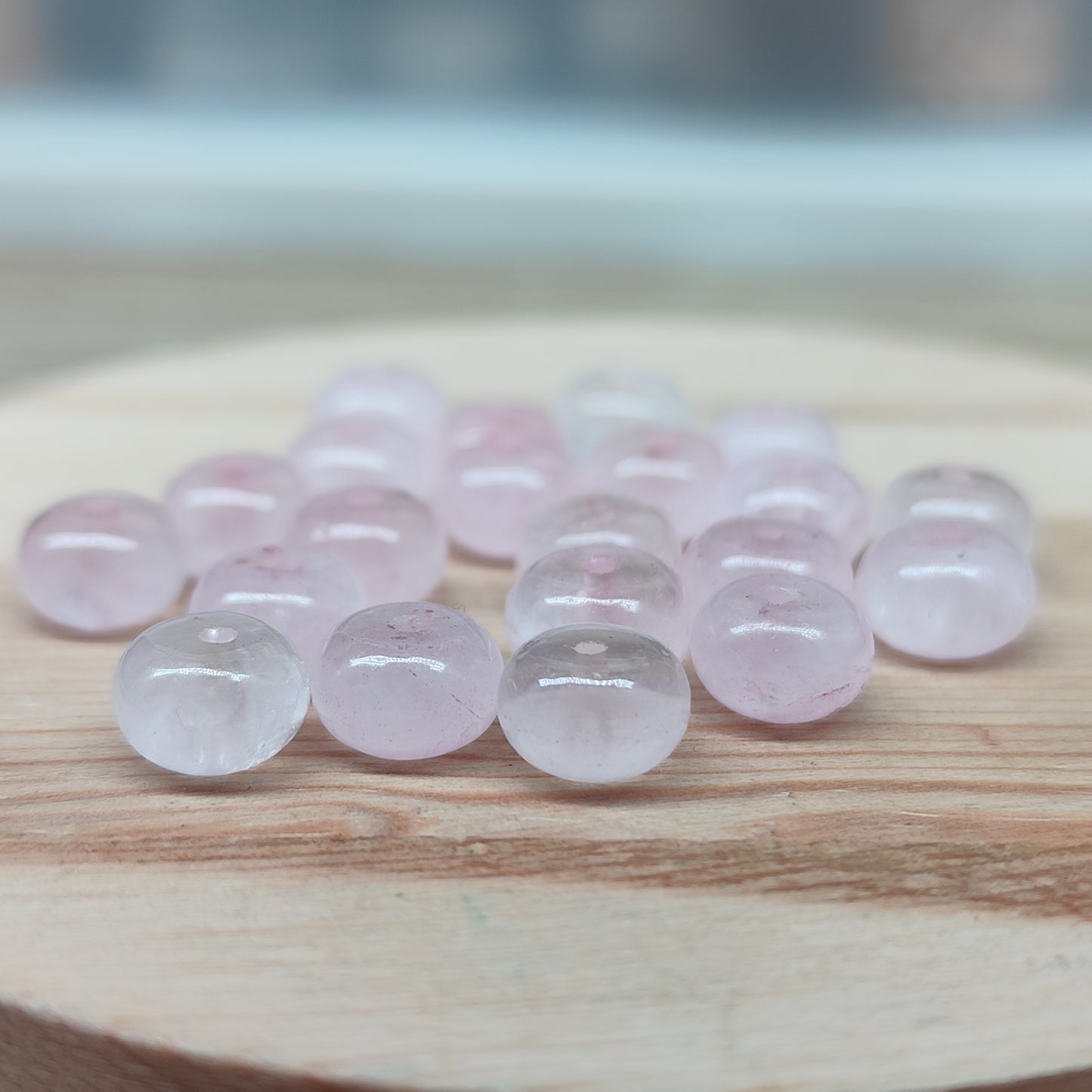 Quartz rose donut – perles naturelles 8 mm – lot de 20
