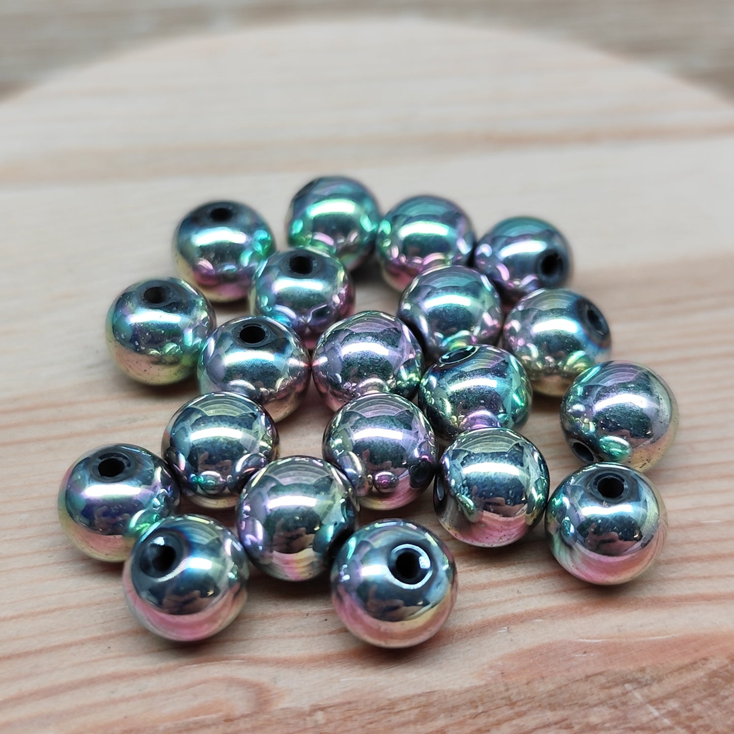 Hématite perles aura – 8 mm – lot de 20