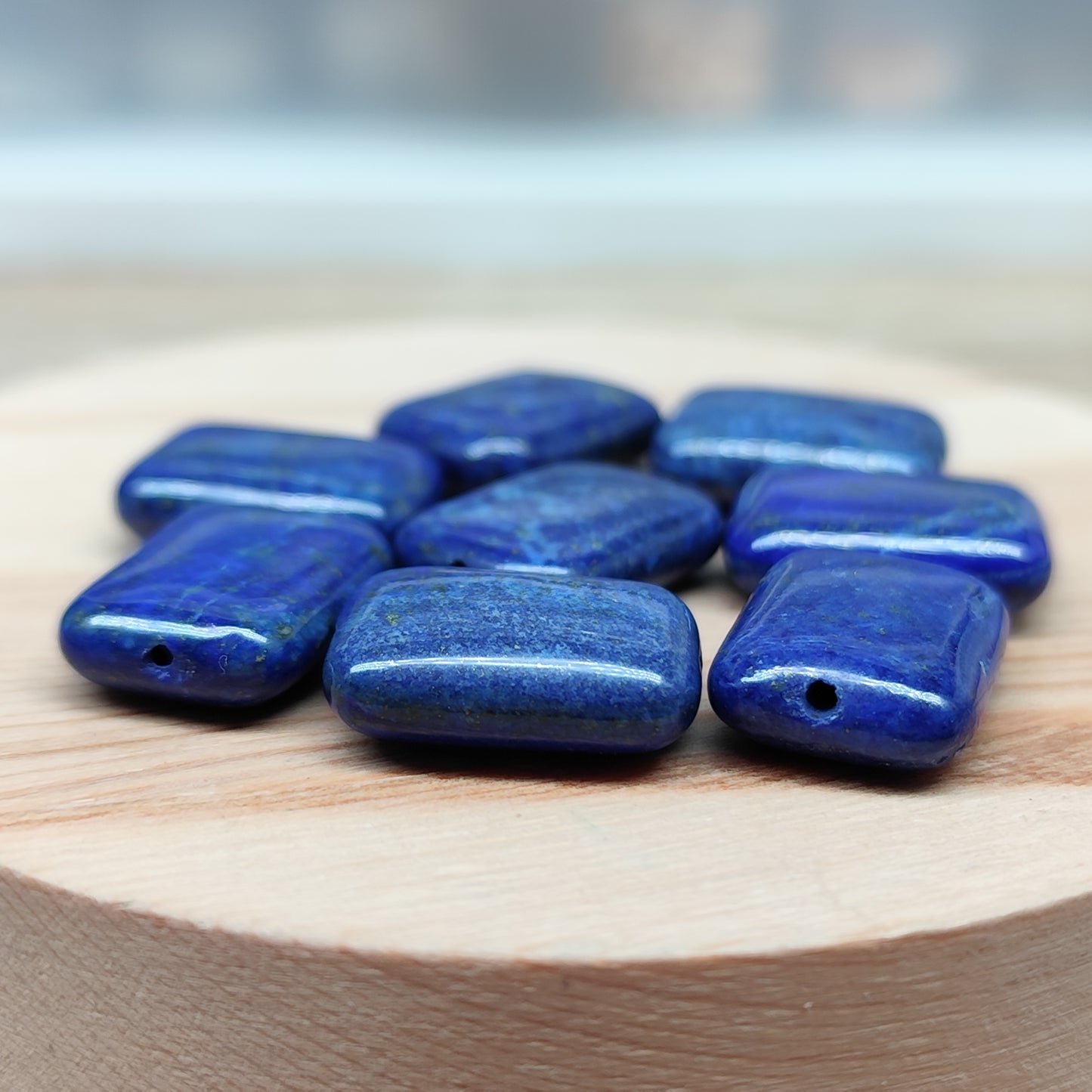 Lapis lazuli forme rectangle – perles naturelles 13,5 mm – lot de 8