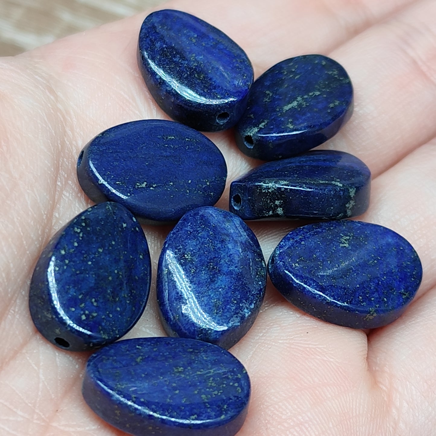 Lapis lazuli ovale torsadée – perles naturelles 14 mm – lot de 8