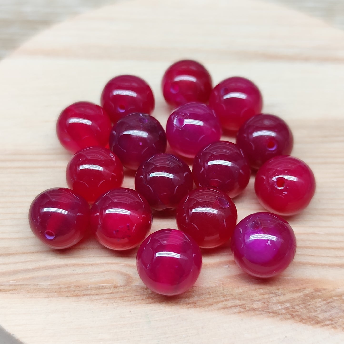 Agate pitaya – perles naturelles teintées 10 mm – lot de 15