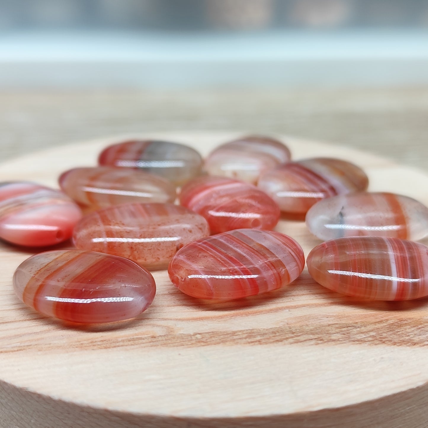 Agate ovale à bandes – perles naturelles 15 mm – lot de 10