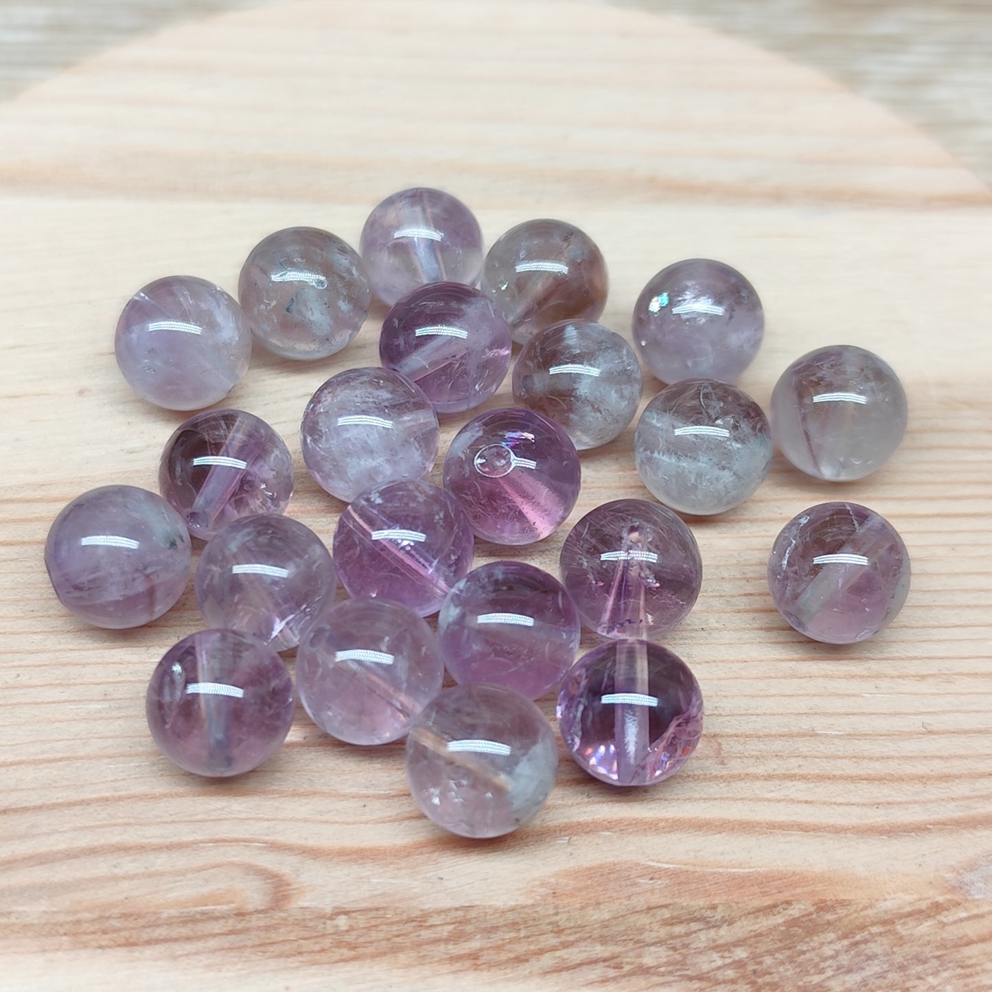Améthyste fantôme – perles naturelles 8,5 mm – lot de 20