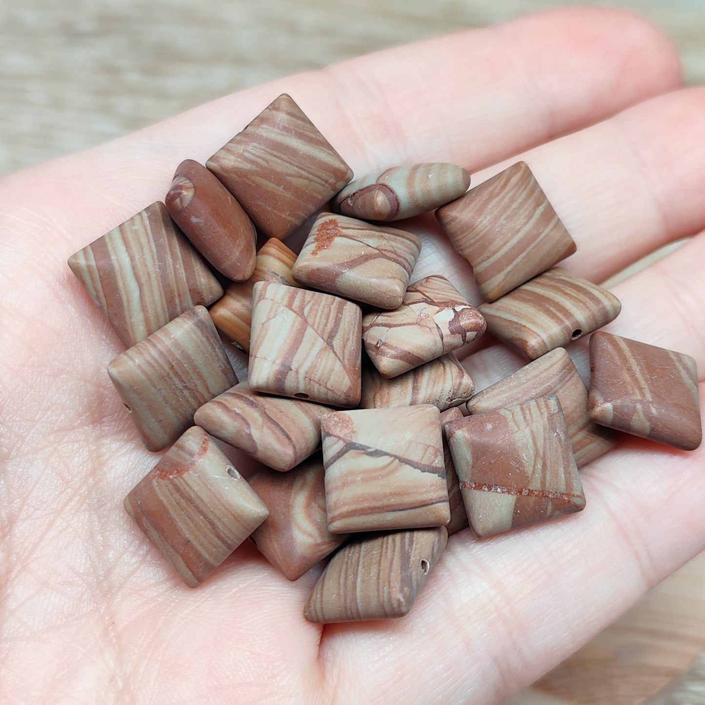 Jaspe bois fossilisé – perles naturelles 11 mm – lot de 20