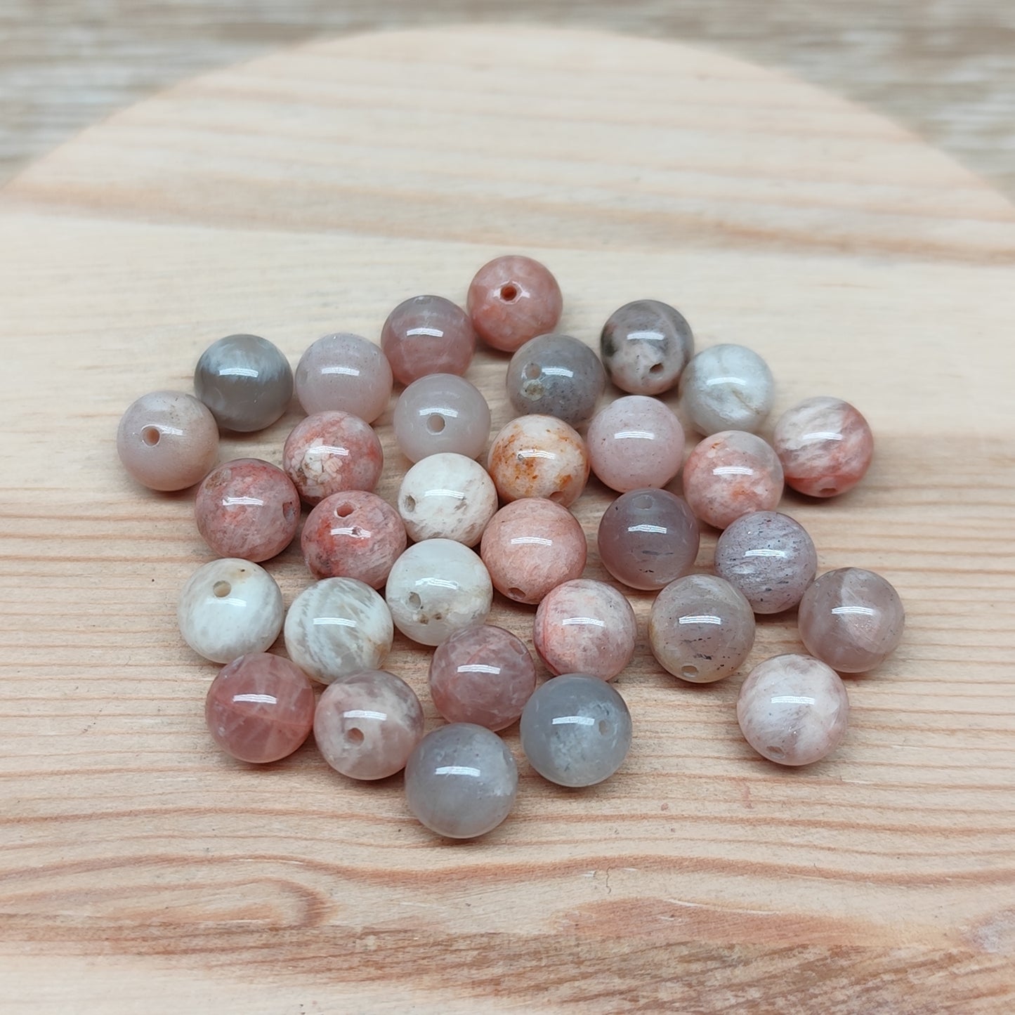 Pierre de lune – perles naturelles 6,5 mm – lot de 30