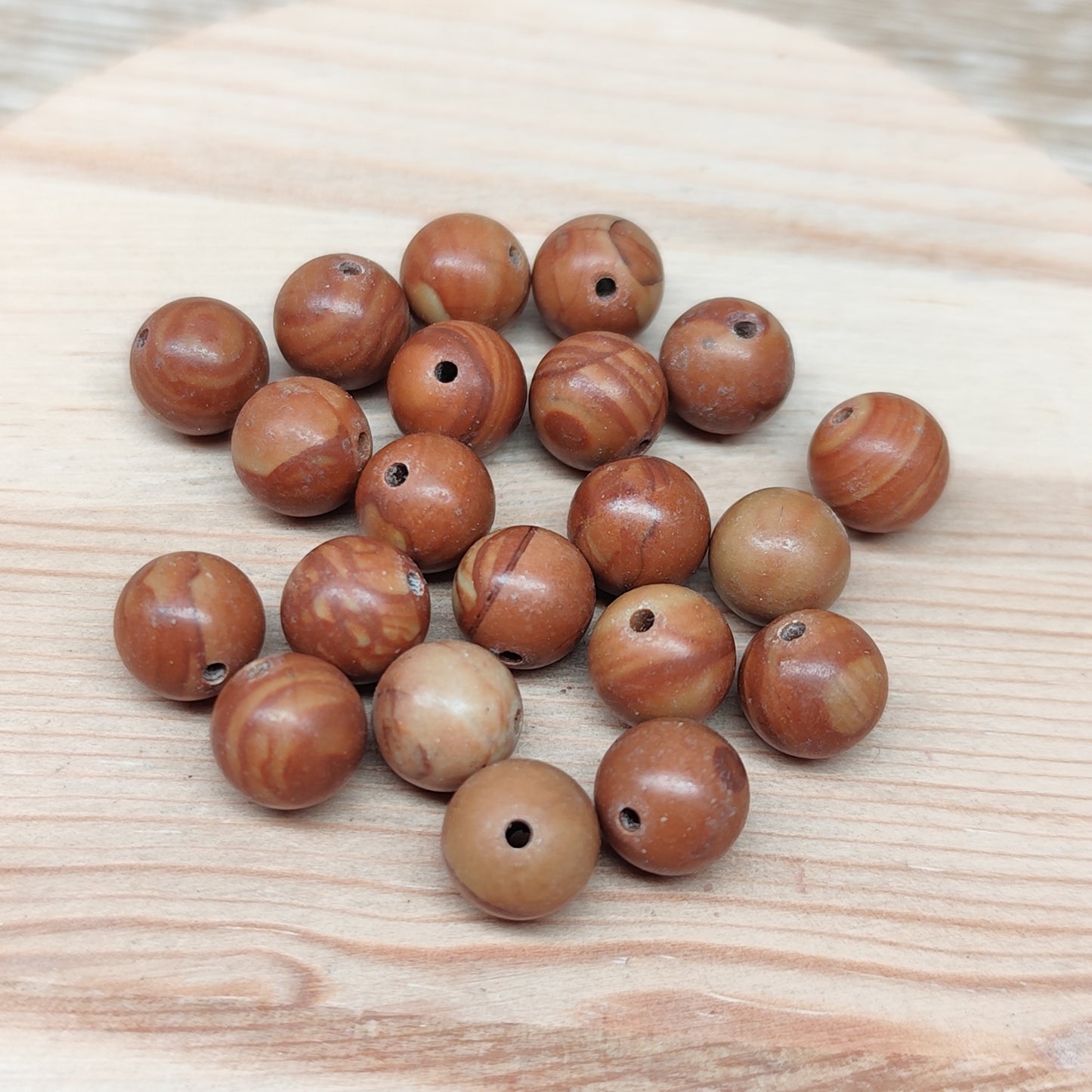 Jaspe bois fossilisé – perles naturelles 8 mm – lot de 20