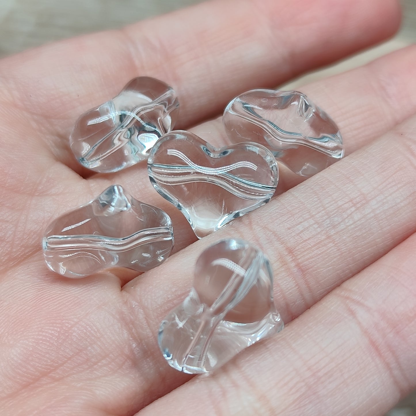 Perle coeur en verre - 17 mm – lot de 5