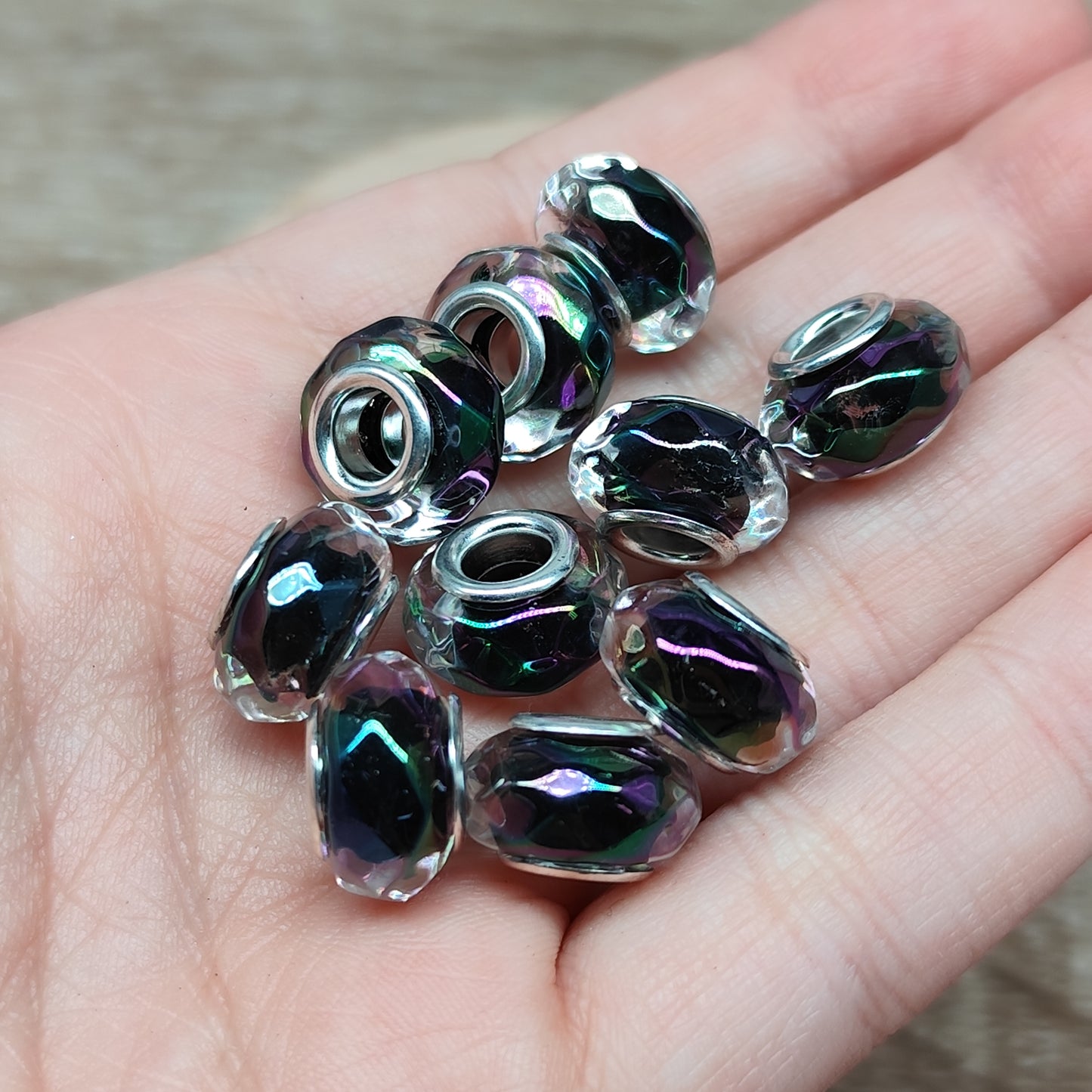 Perle acrylique et métal – 15 mm - lot de 10