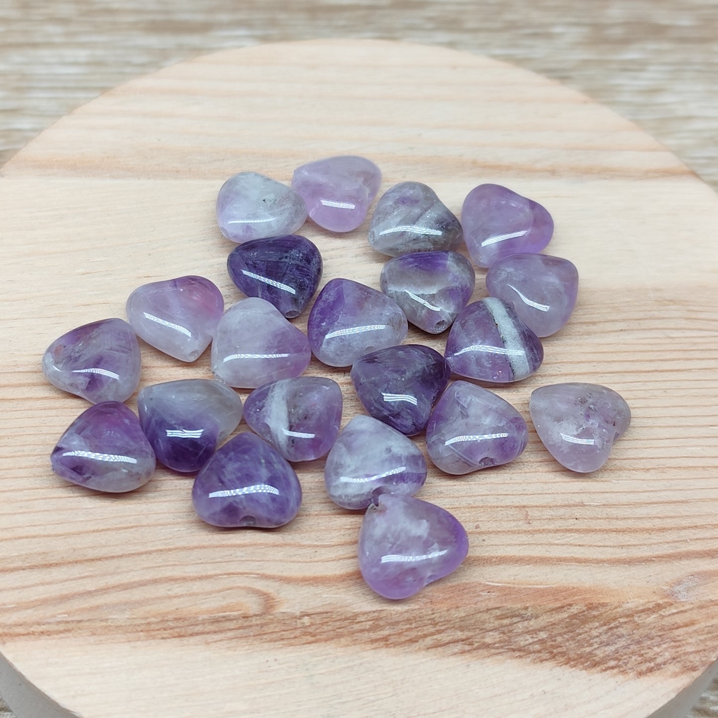 Améthyste coeur – perles naturelles 9,5 mm – lot de 20