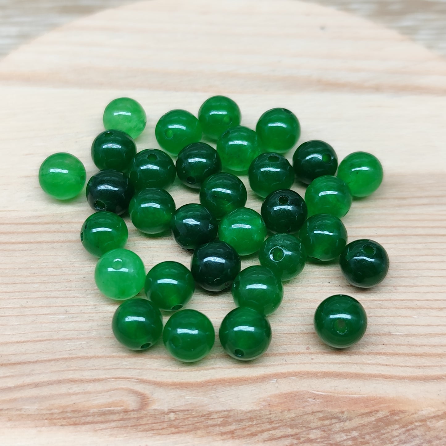 Calcédoine verte – perles naturelles teintées 6,5 mm – lot de 30