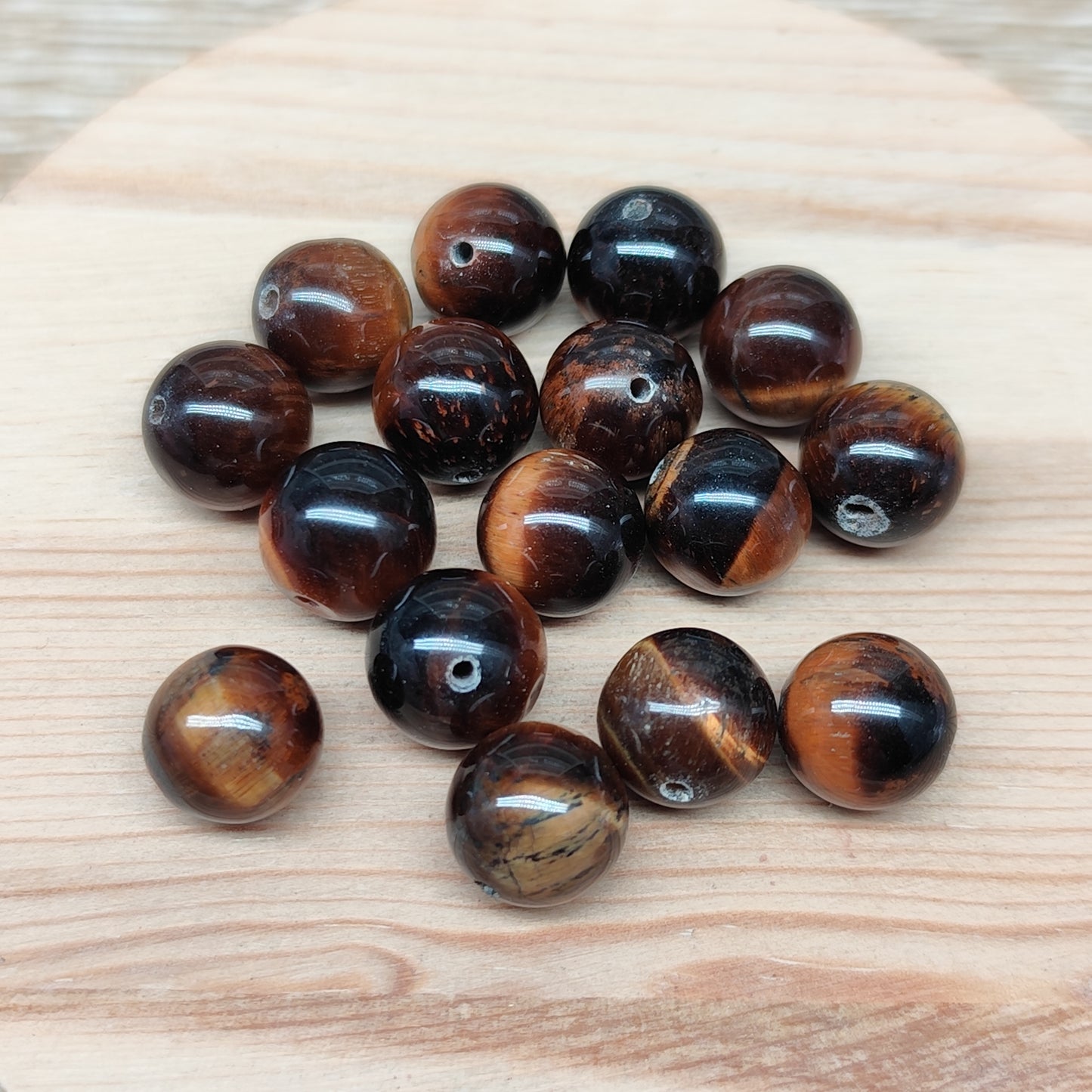 Œil de tigre – perles naturelles 10 mm – lot de 15
