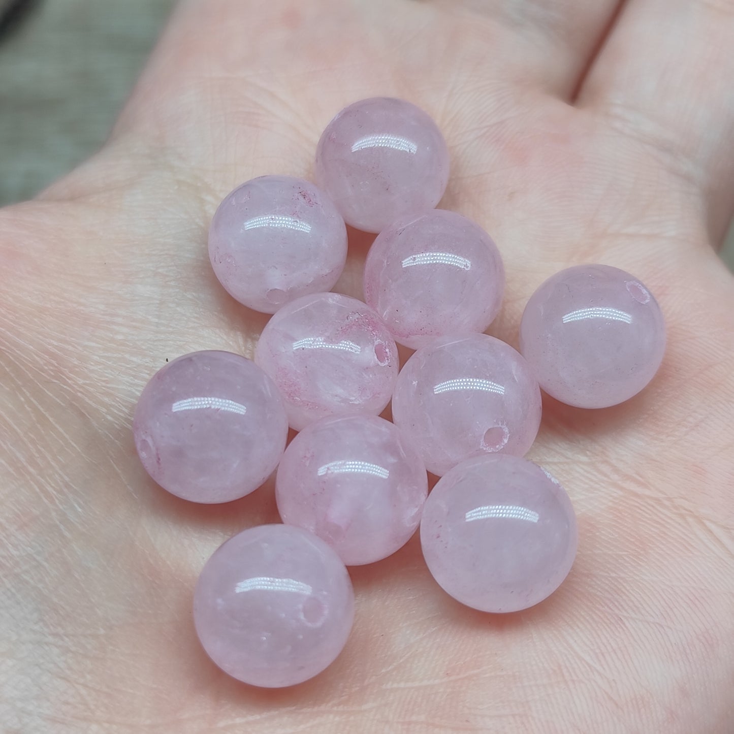 Quartz rose – perles naturelles teintées 12,5 mm – lot de 10