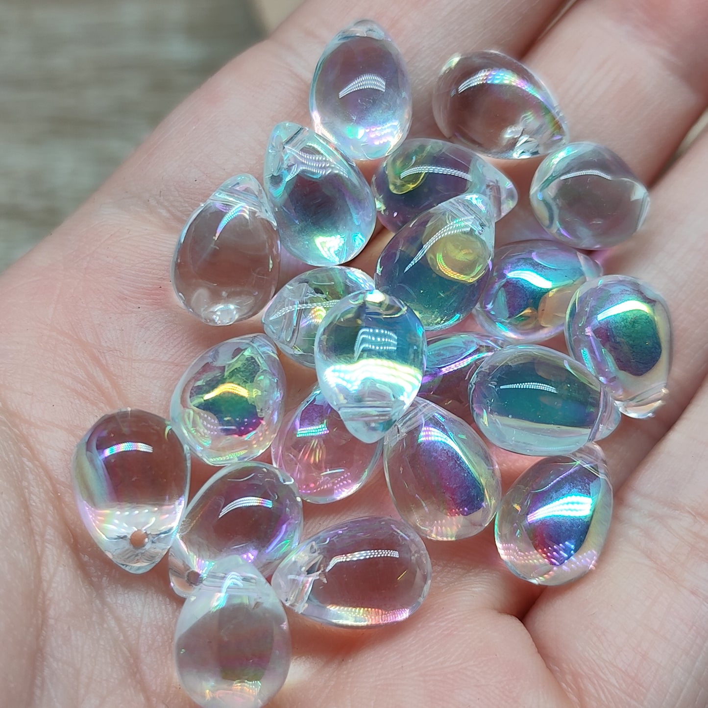 Perle goutte verre transparent 9 mm – lot de 20